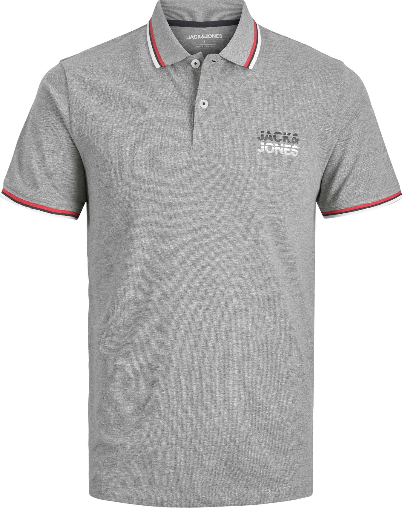 JACK & JONES Tričko 'ATLAS' šedý melír / červená / černá / bílá