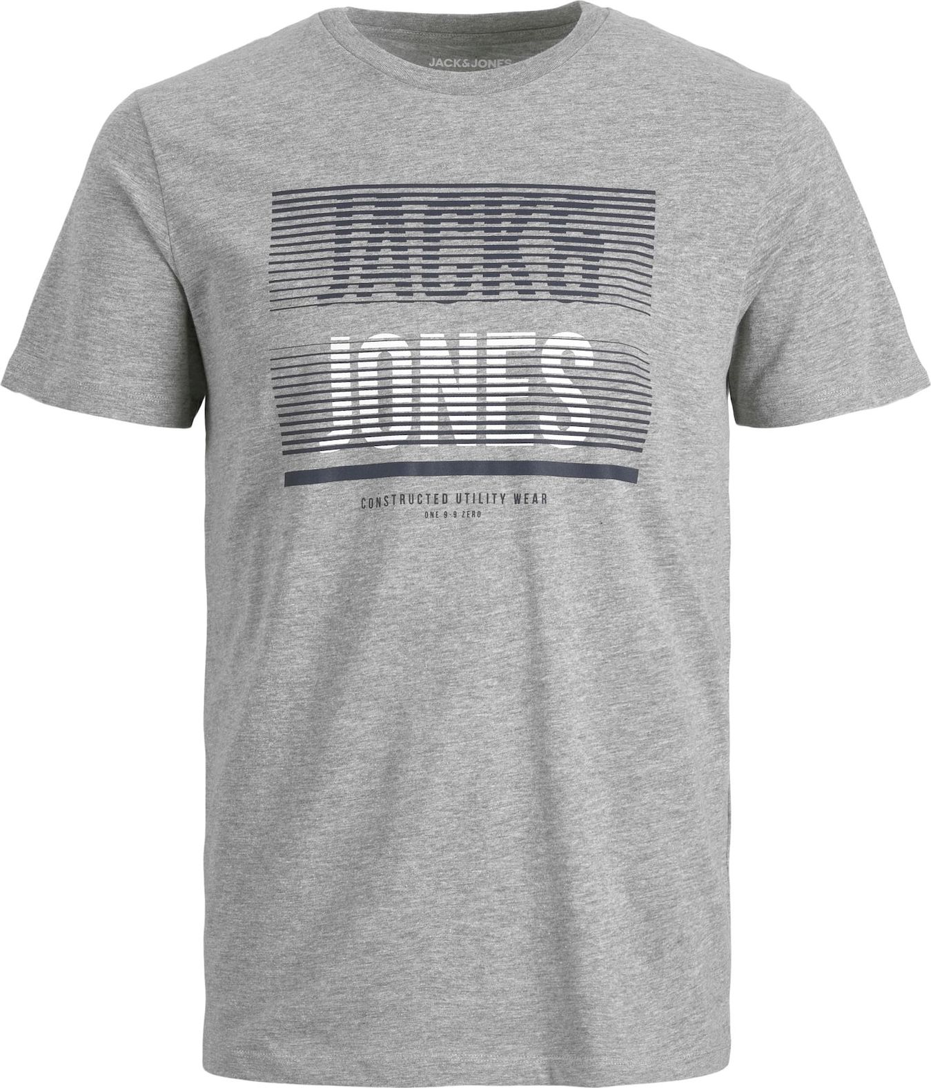 JACK & JONES Tričko 'BRIX' tmavě modrá / šedý melír / bílá