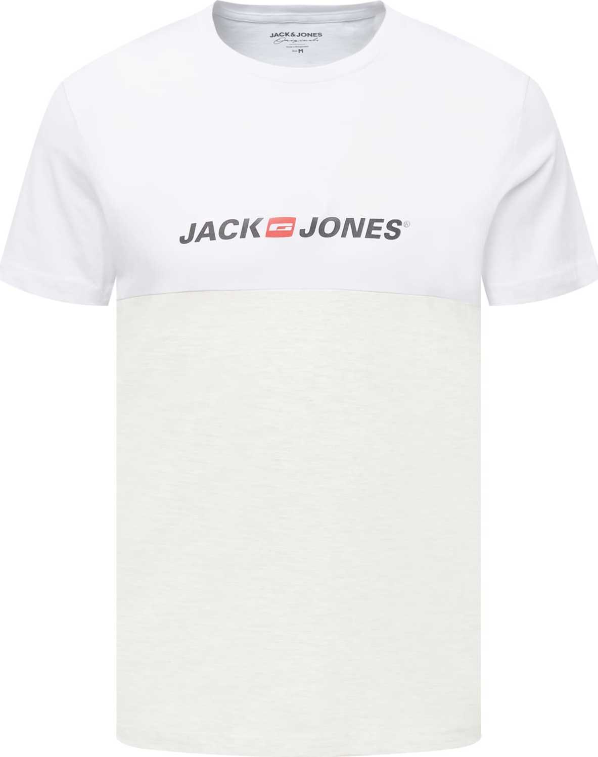 JACK & JONES Tričko červená / černá / bílá / bílý melír