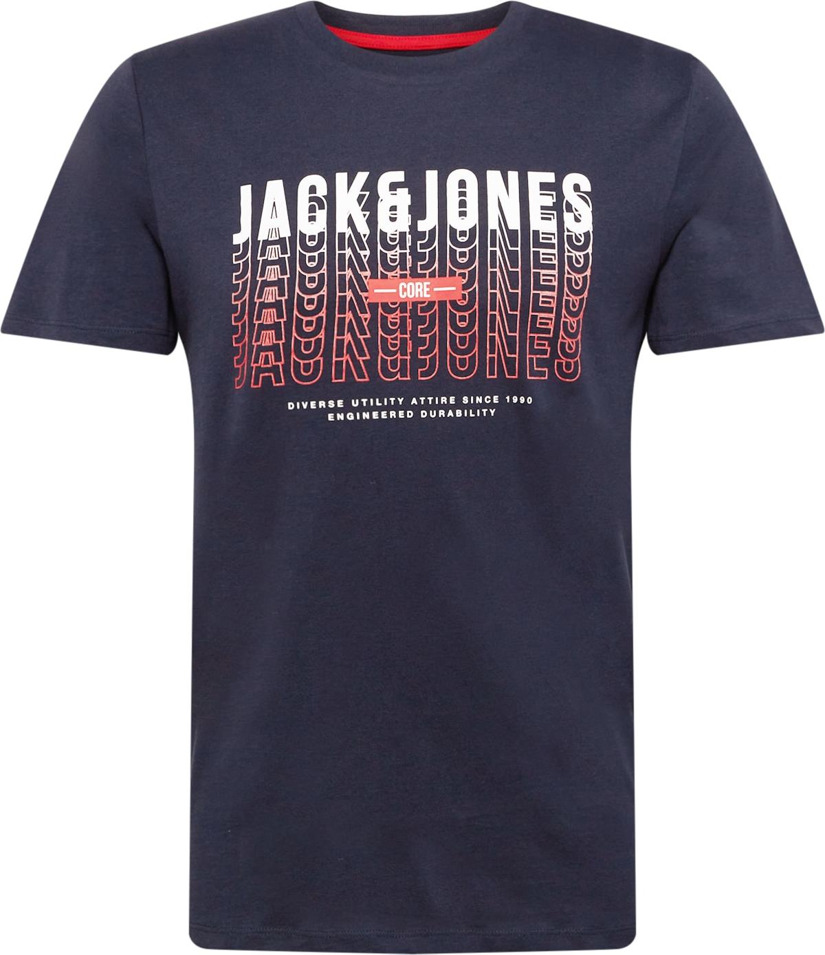 JACK & JONES Tričko 'Cyber' noční modrá / červená / bílá