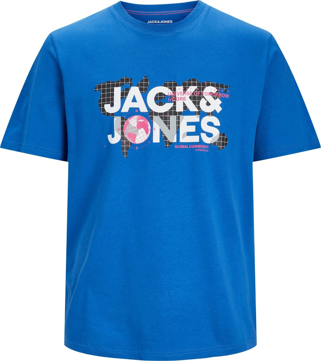 JACK & JONES Tričko 'DUST' královská modrá / šedá / pink / černá