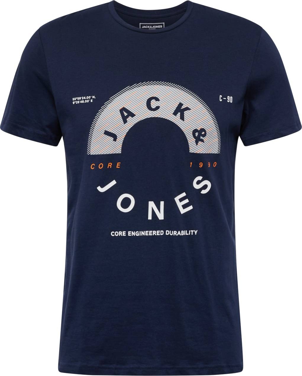 JACK & JONES Tričko 'Friday' námořnická modř / šedá / oranžová / bílá