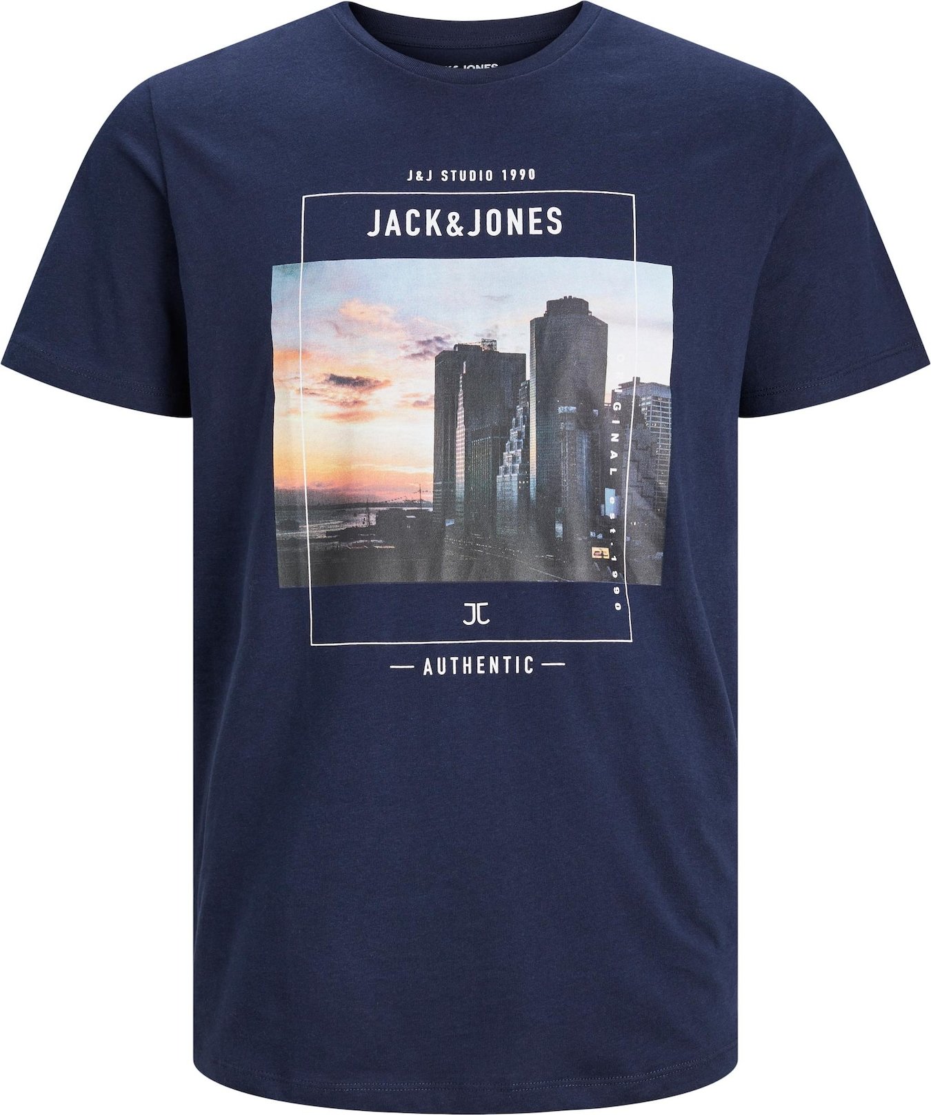 JACK & JONES Tričko 'Garner' námořnická modř / světlemodrá / antracitová / oranžová