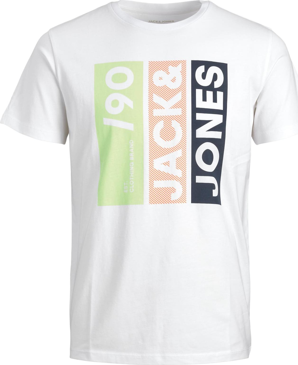 JACK & JONES Tričko 'JIO' tmavě modrá / světle zelená / tmavě oranžová / bílá