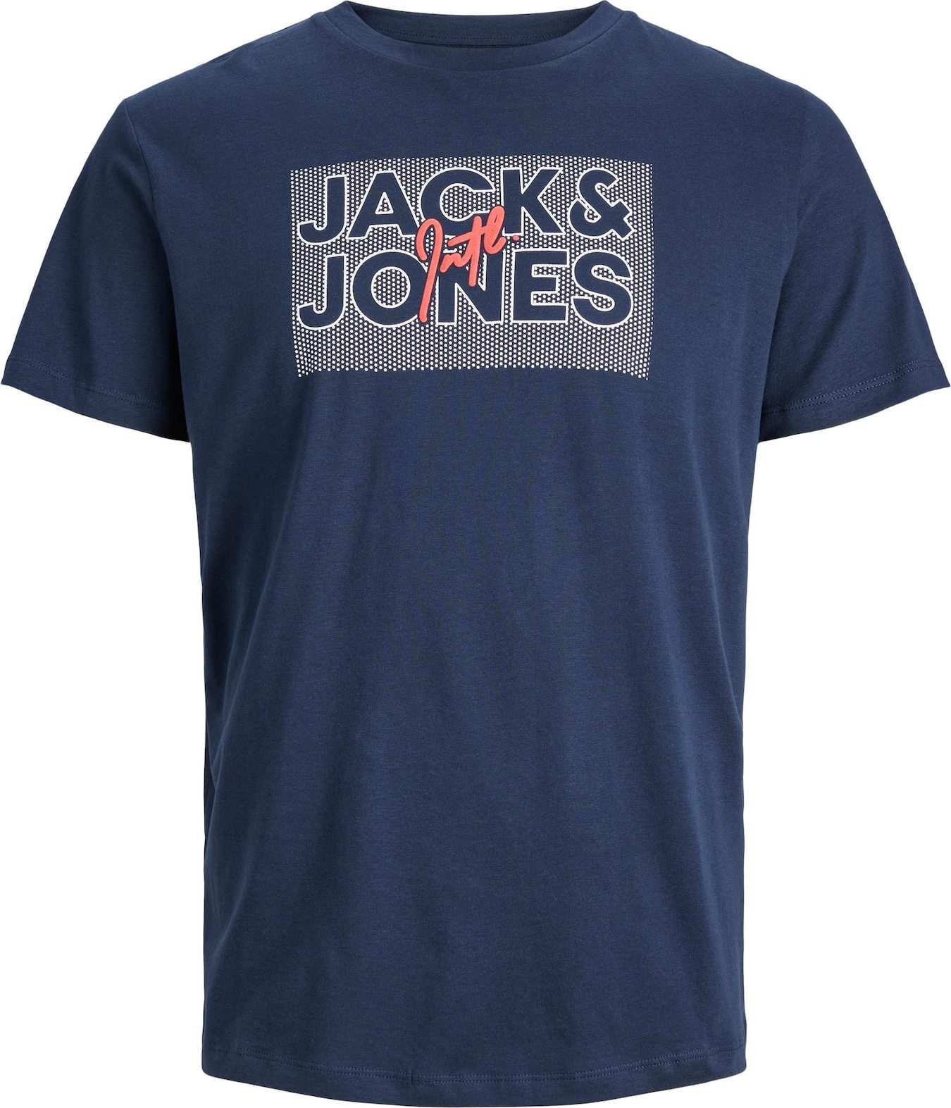 JACK & JONES Tričko 'MARIUS' námořnická modř / oranžová / bílá