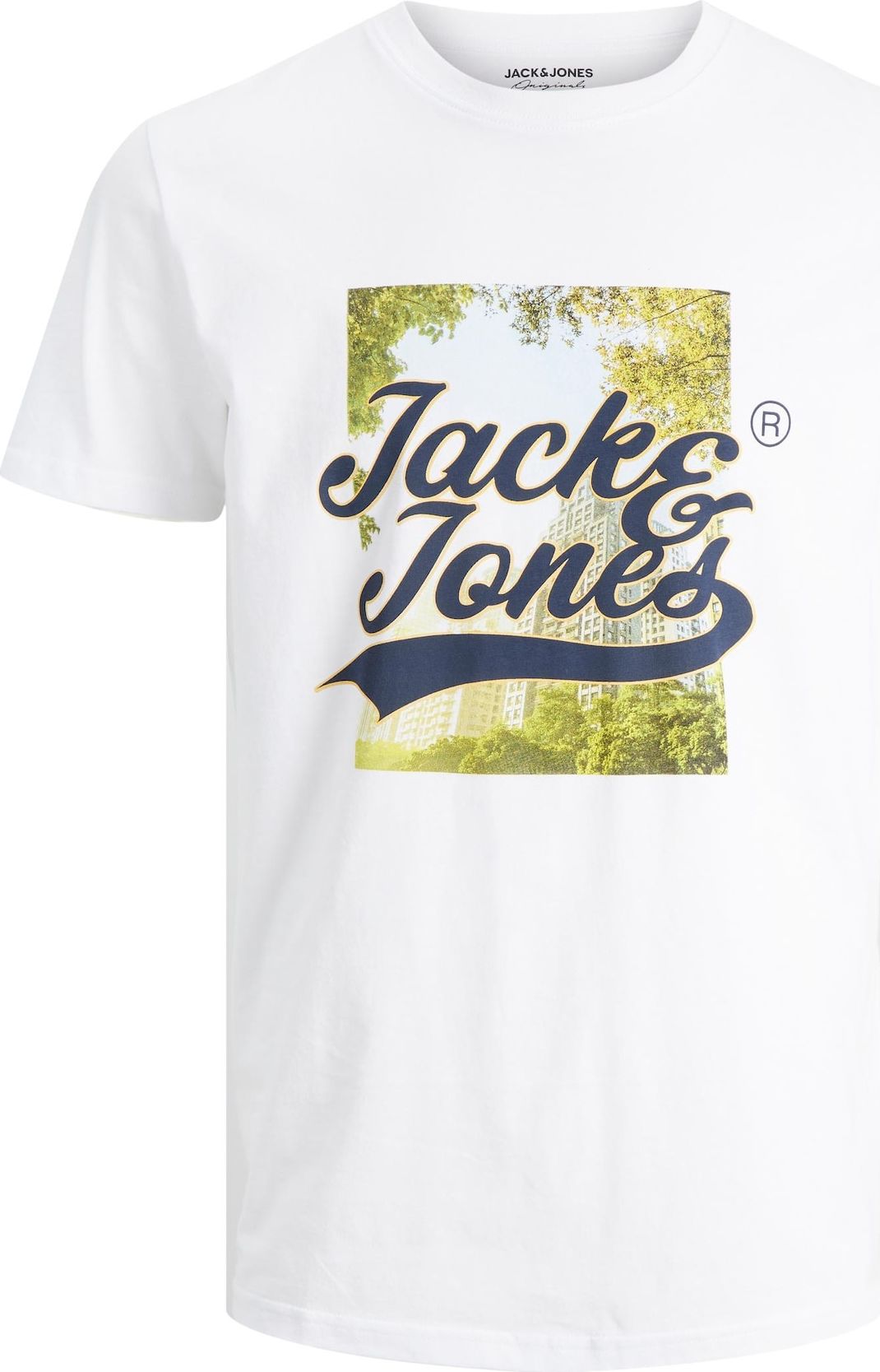 JACK & JONES Tričko námořnická modř / pastelově žlutá / zelená / bílá