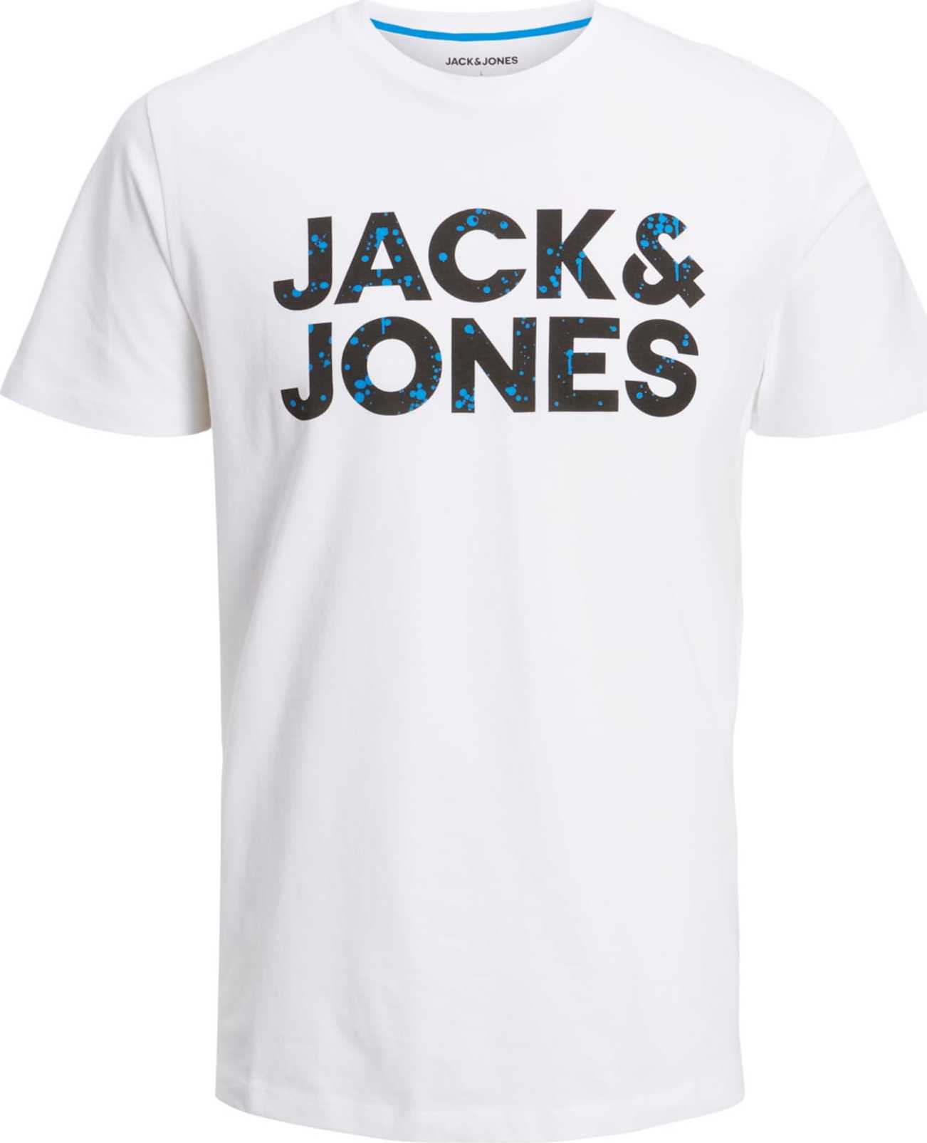 JACK & JONES Tričko nebeská modř / černá / offwhite