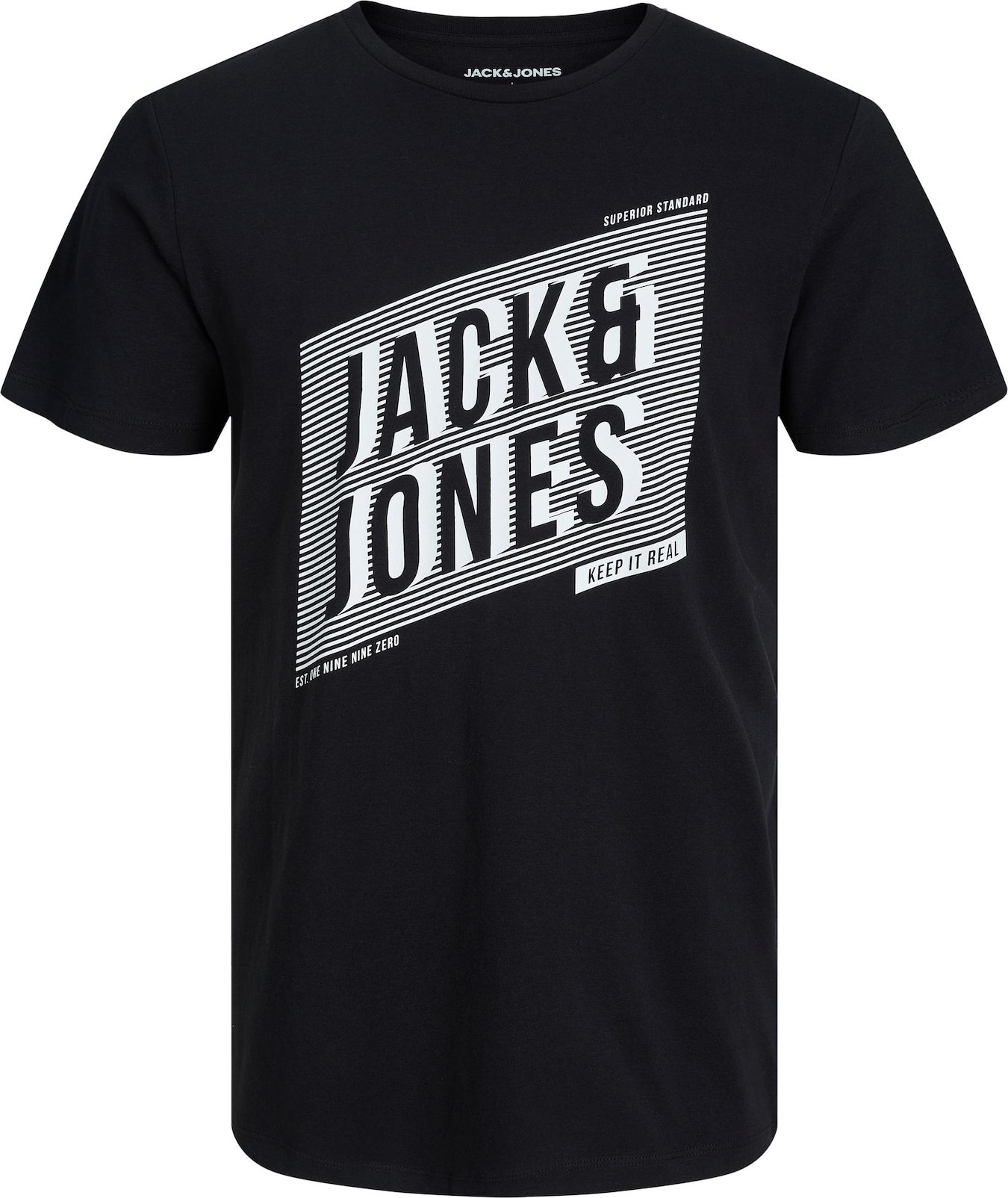 JACK & JONES Tričko 'NET' černá / bílá