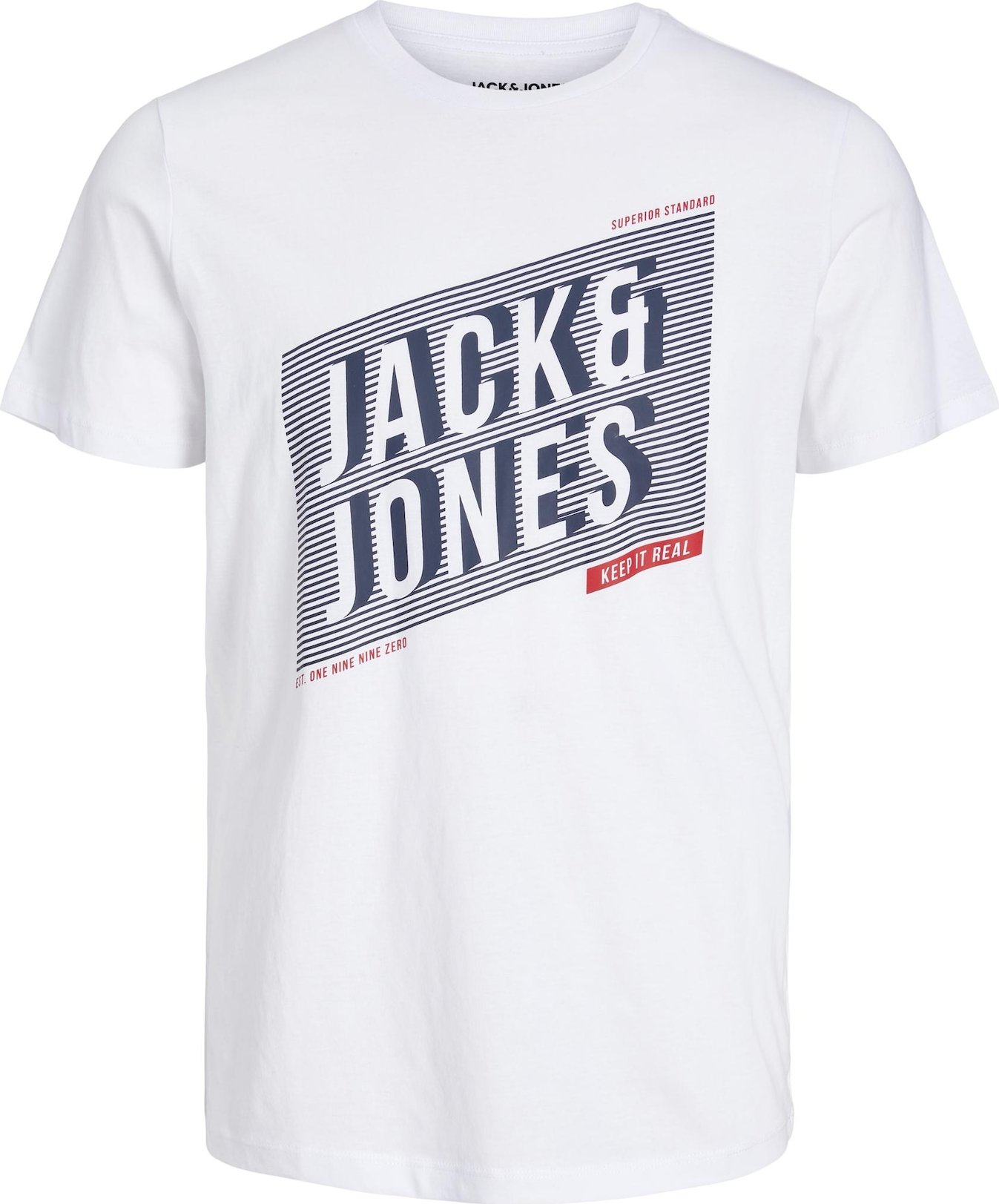 JACK & JONES Tričko 'NET' námořnická modř / červená / bílá