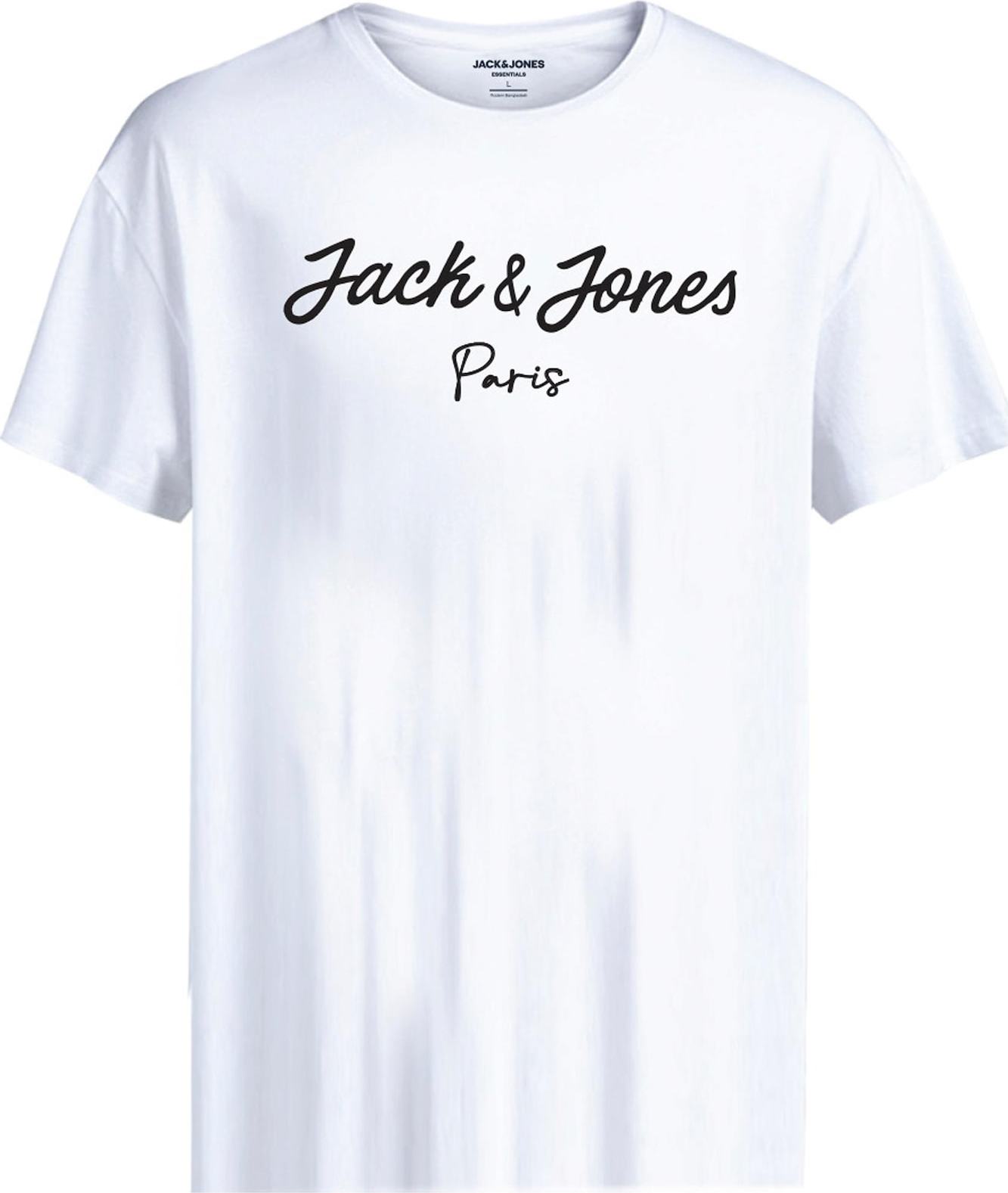 JACK & JONES Tričko 'SETTLE' černá / bílá