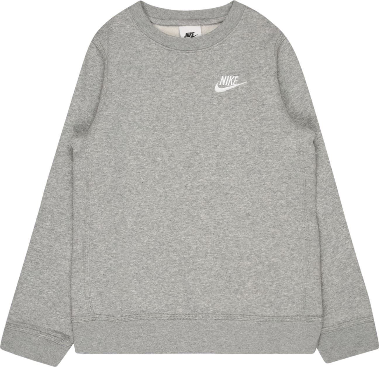 Nike Sportswear Mikina šedý melír / bílá