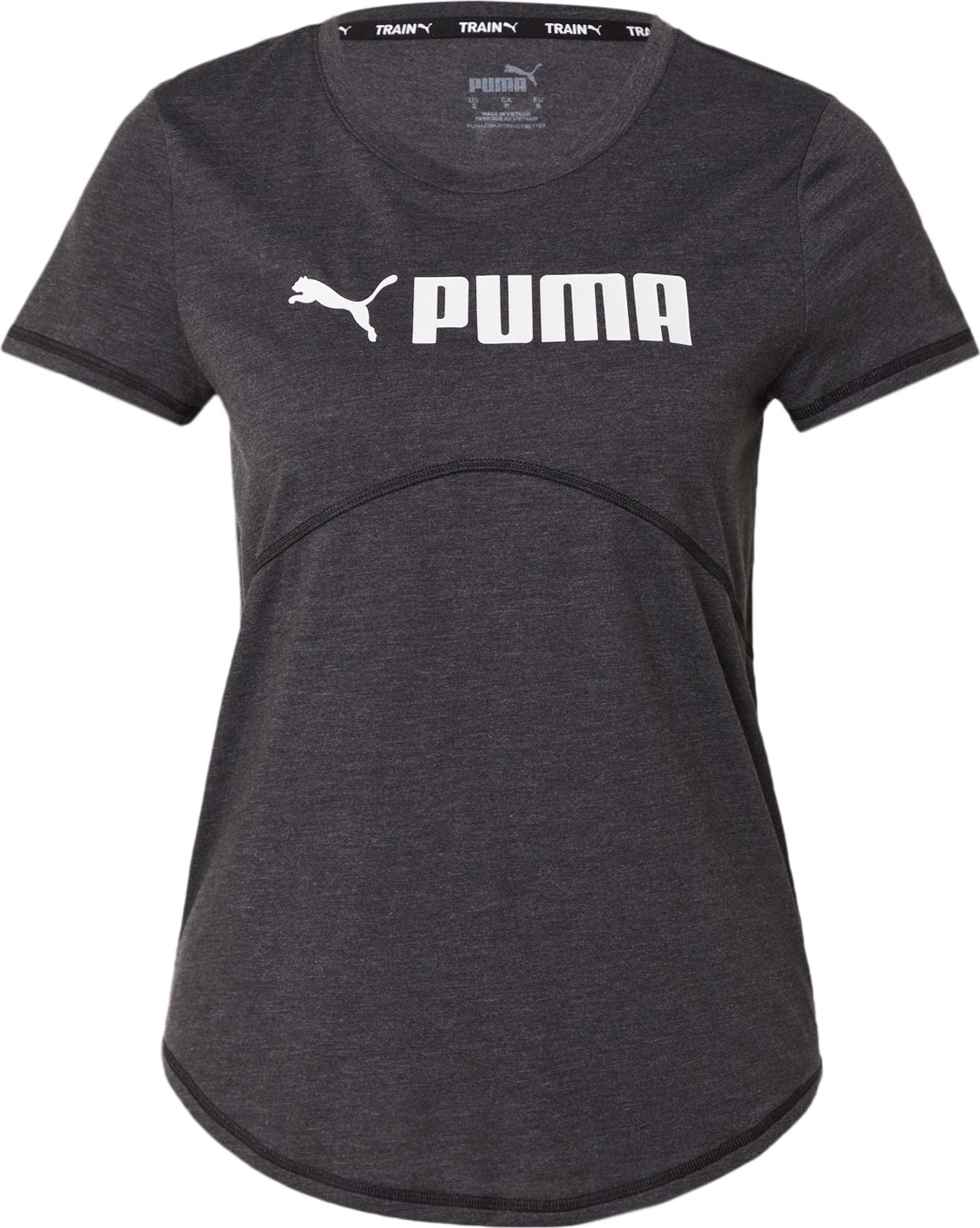 PUMA Funkční tričko 'Fit Heather Tee' černý melír / bílá