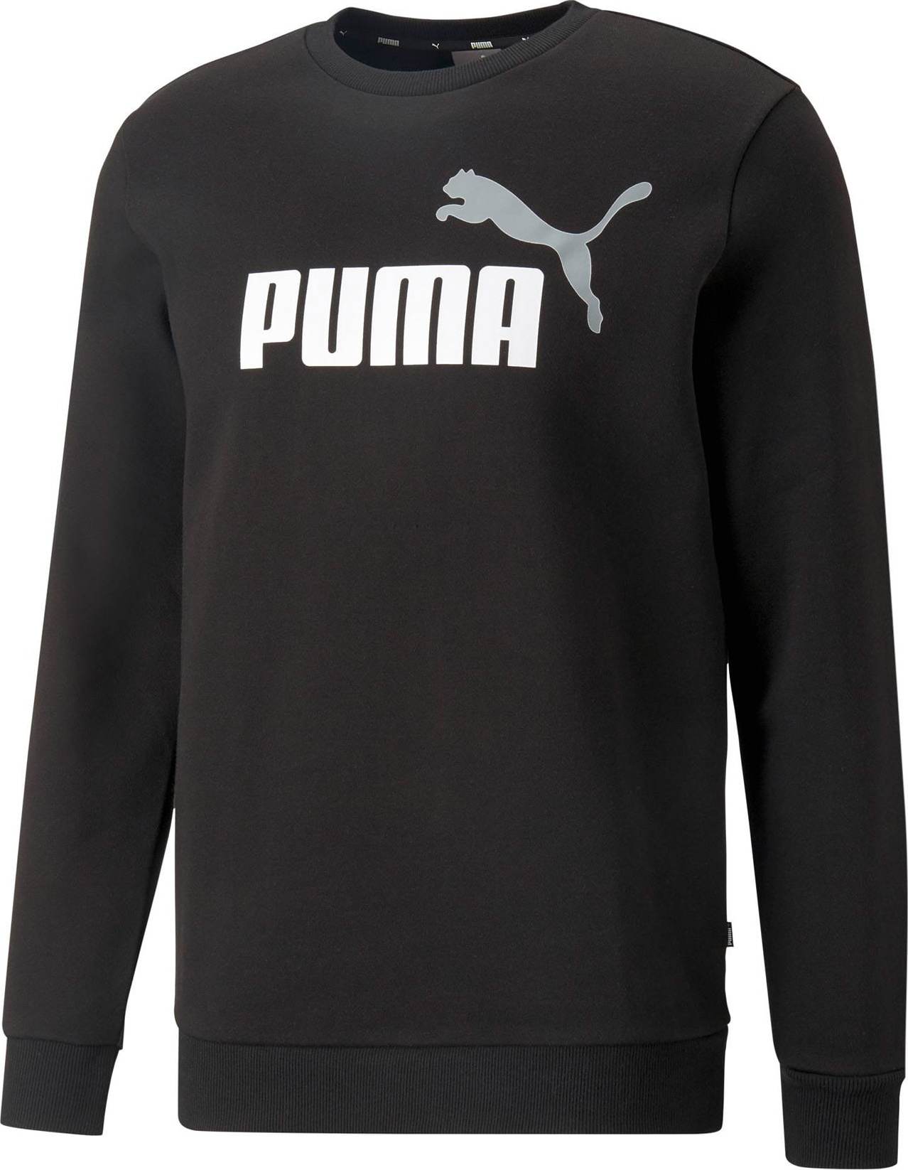 PUMA Sportovní mikina světle šedá / černá / bílá