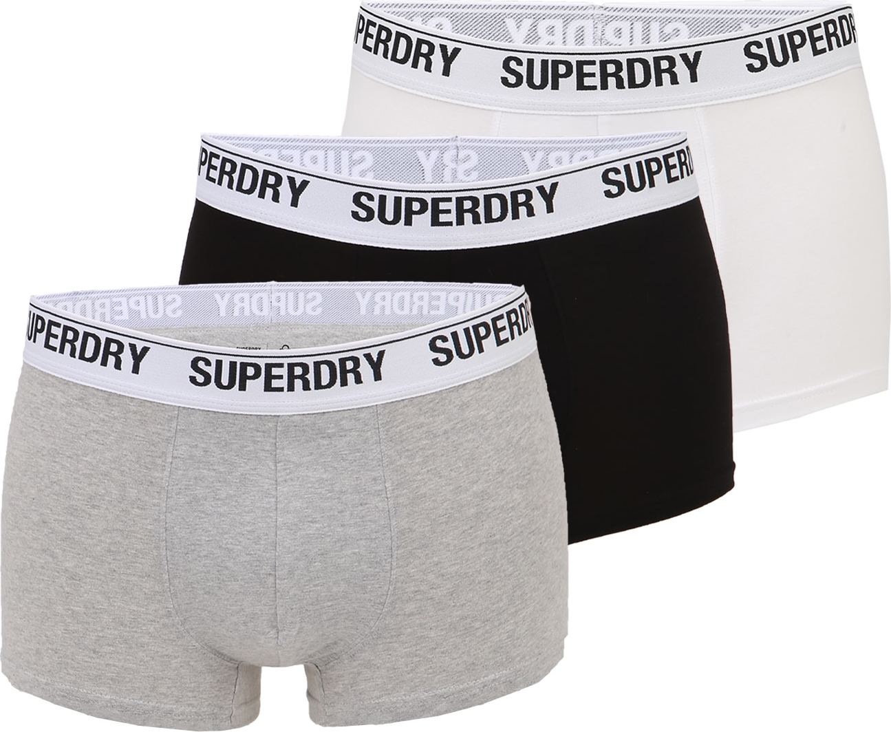 Superdry Boxerky světle šedá / černá / bílá