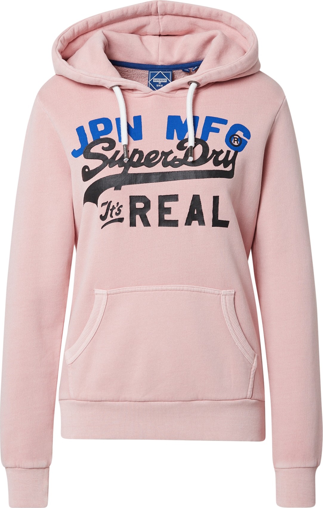 Superdry Mikina modrá / pastelově růžová / černá