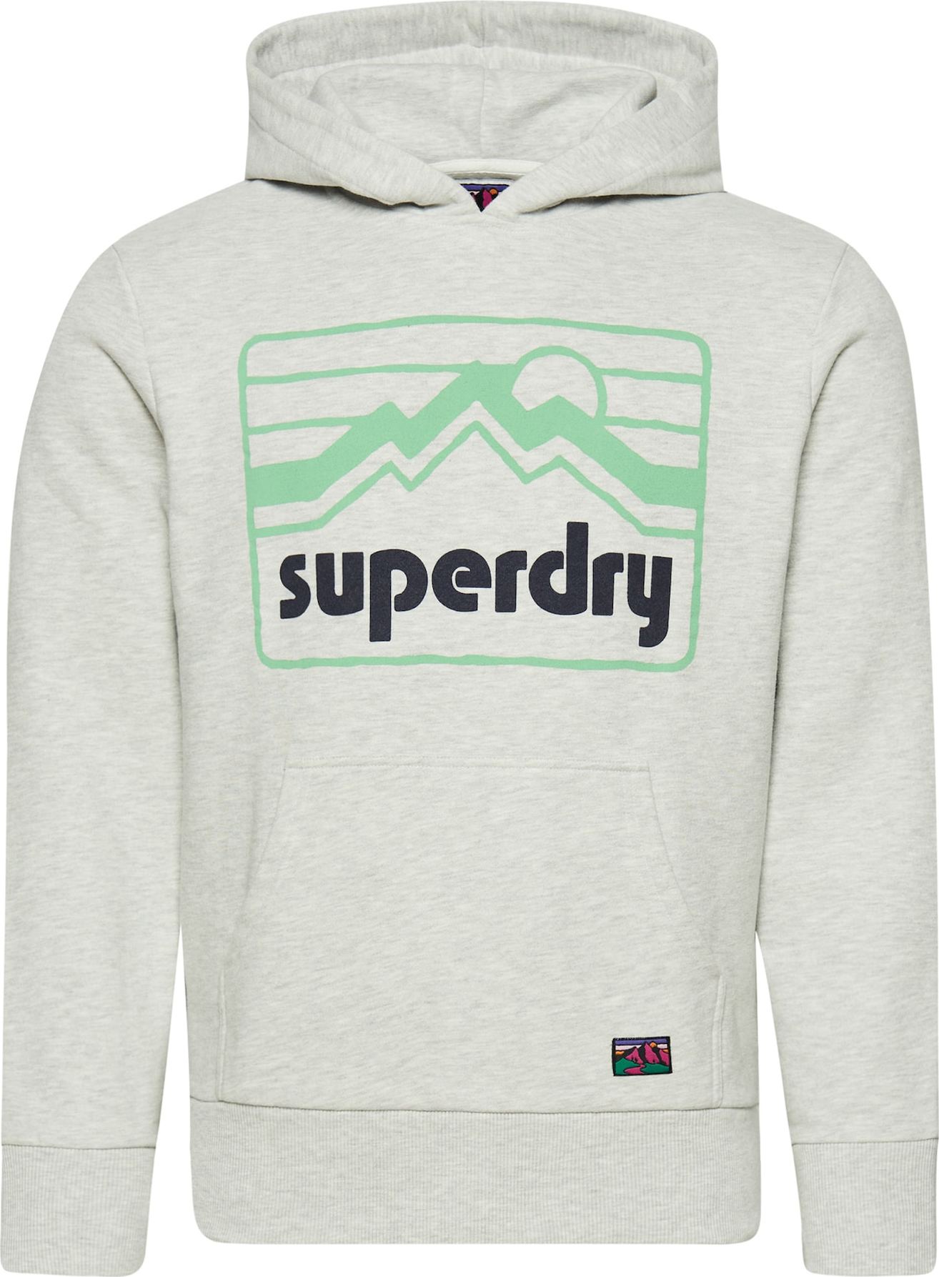 Superdry Mikina šedá / zelená / černá