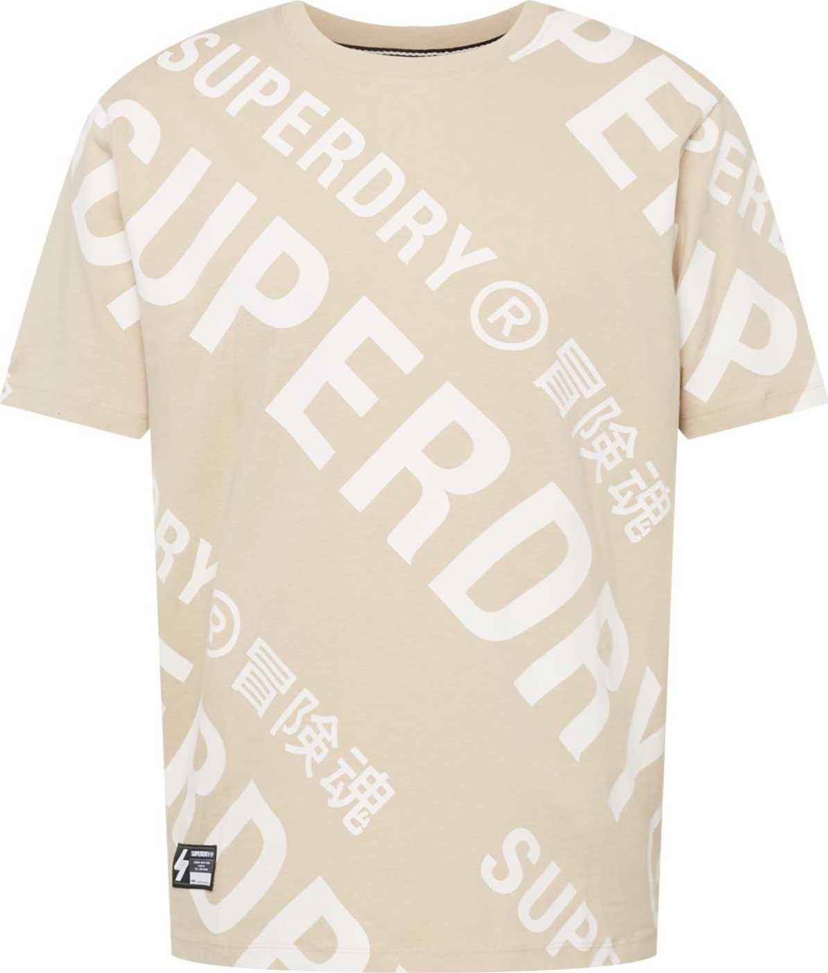 Superdry Tričko 'Code Core' béžová / černá / bílá