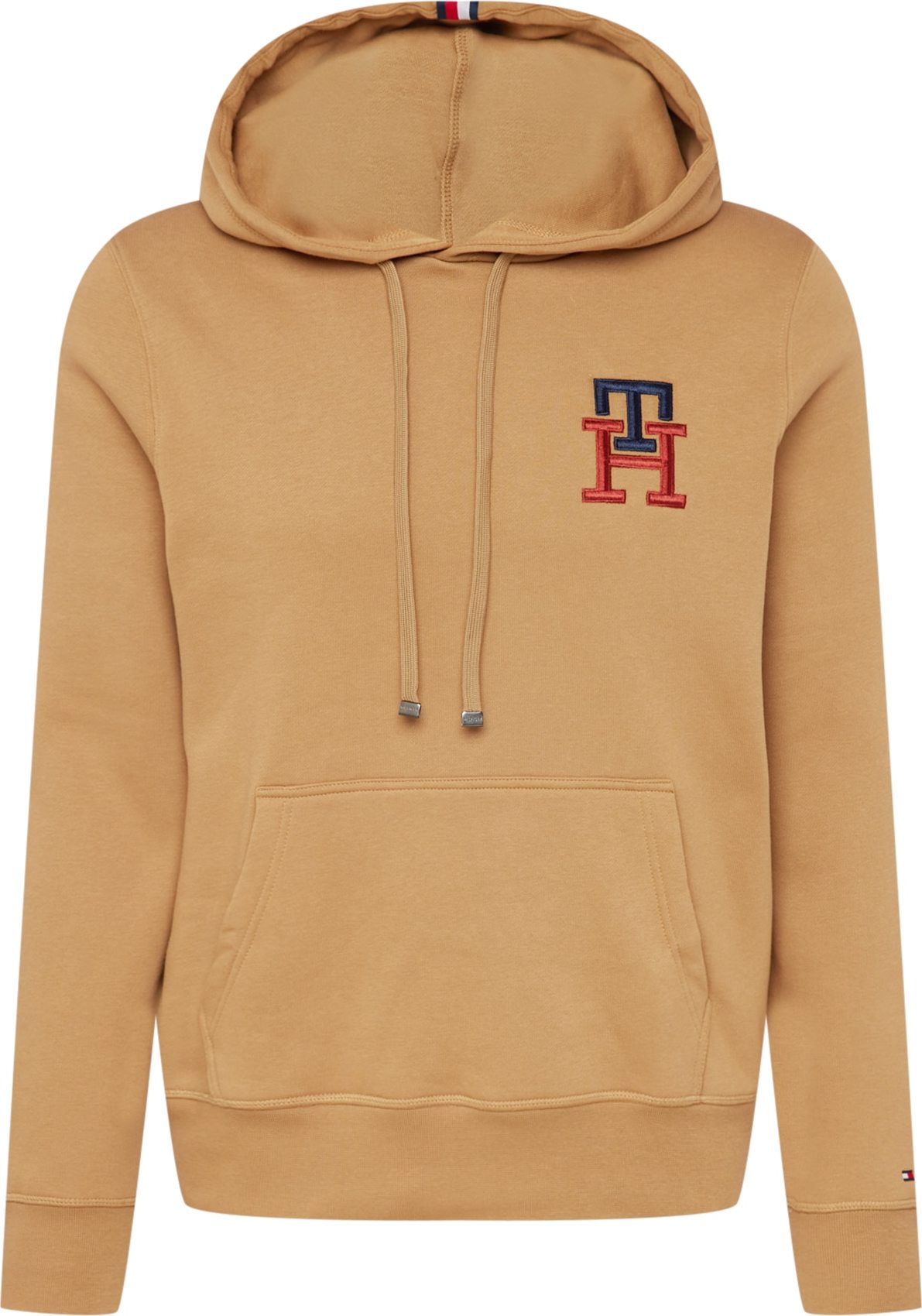 TOMMY HILFIGER Mikina noční modrá / cappuccino / ohnivá červená