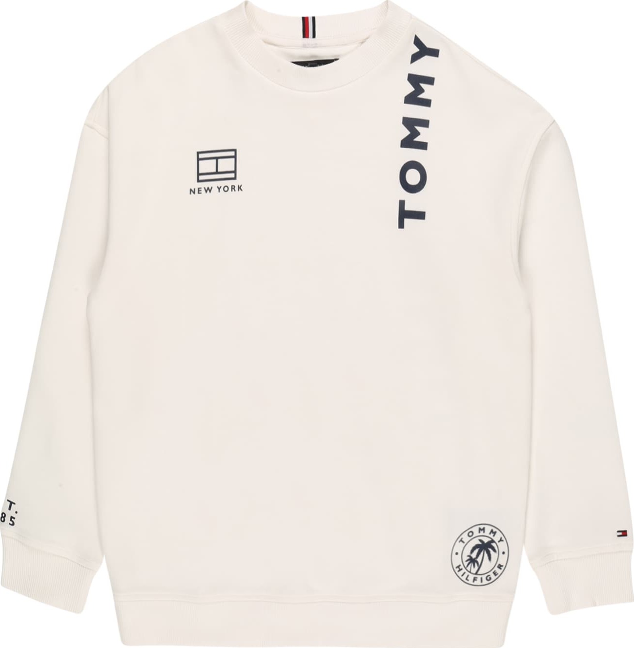 TOMMY HILFIGER Mikina noční modrá / ohnivá červená / přírodní bílá