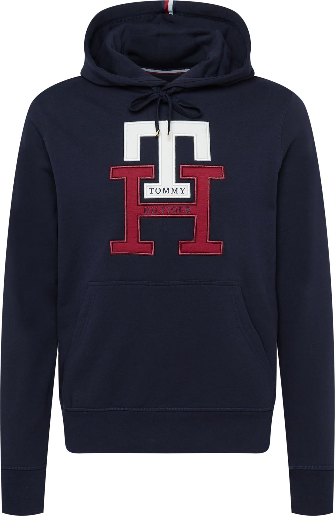 TOMMY HILFIGER Mikina noční modrá / tmavě červená / bílá