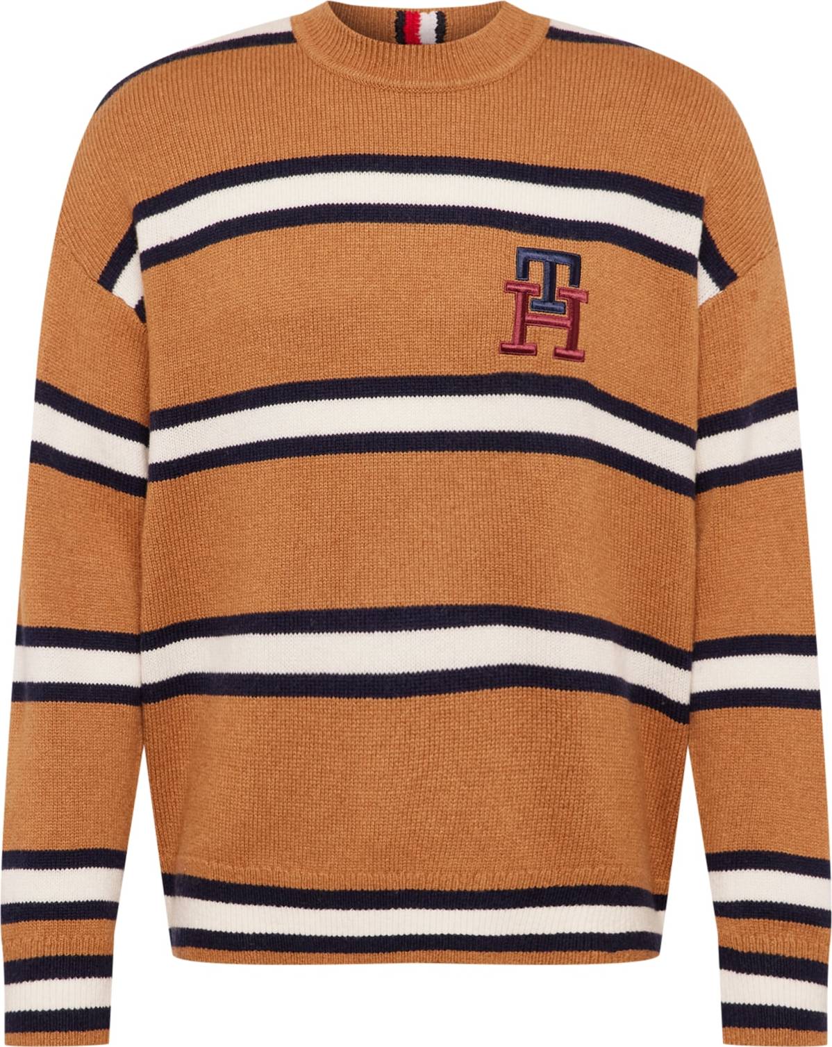 TOMMY HILFIGER Svetr námořnická modř / hnědá / burgundská červeň / bílá