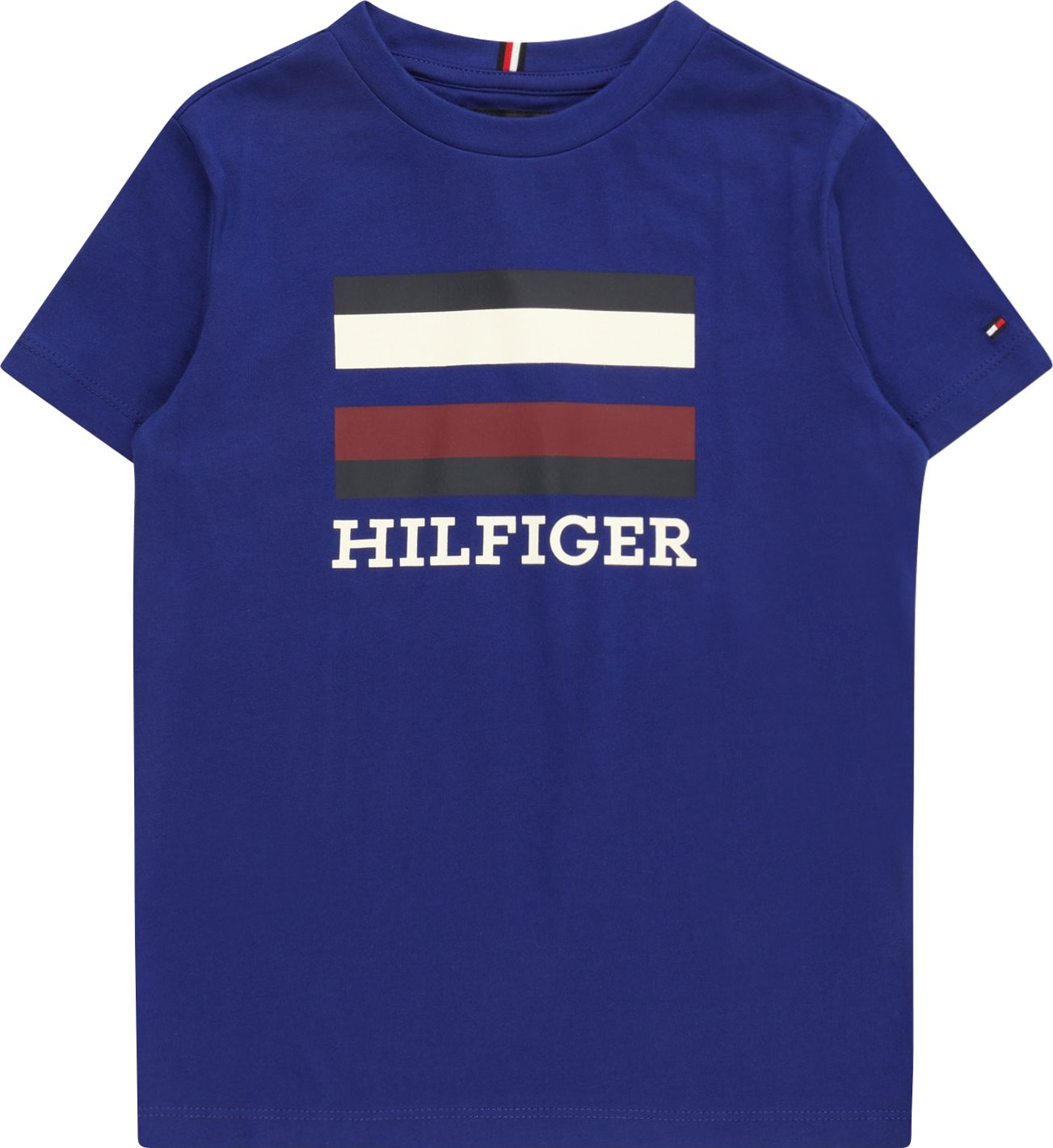 TOMMY HILFIGER Tričko ultramarínová modř / tmavě červená / černá / bílá