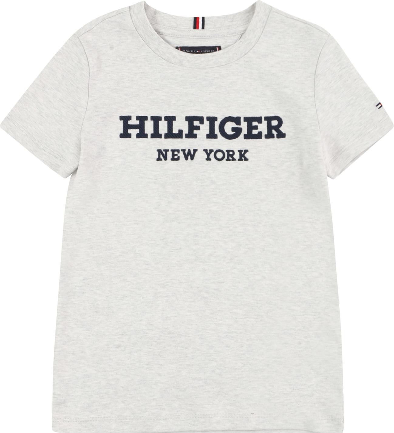 TOMMY HILFIGER Tričko světle šedá / černá