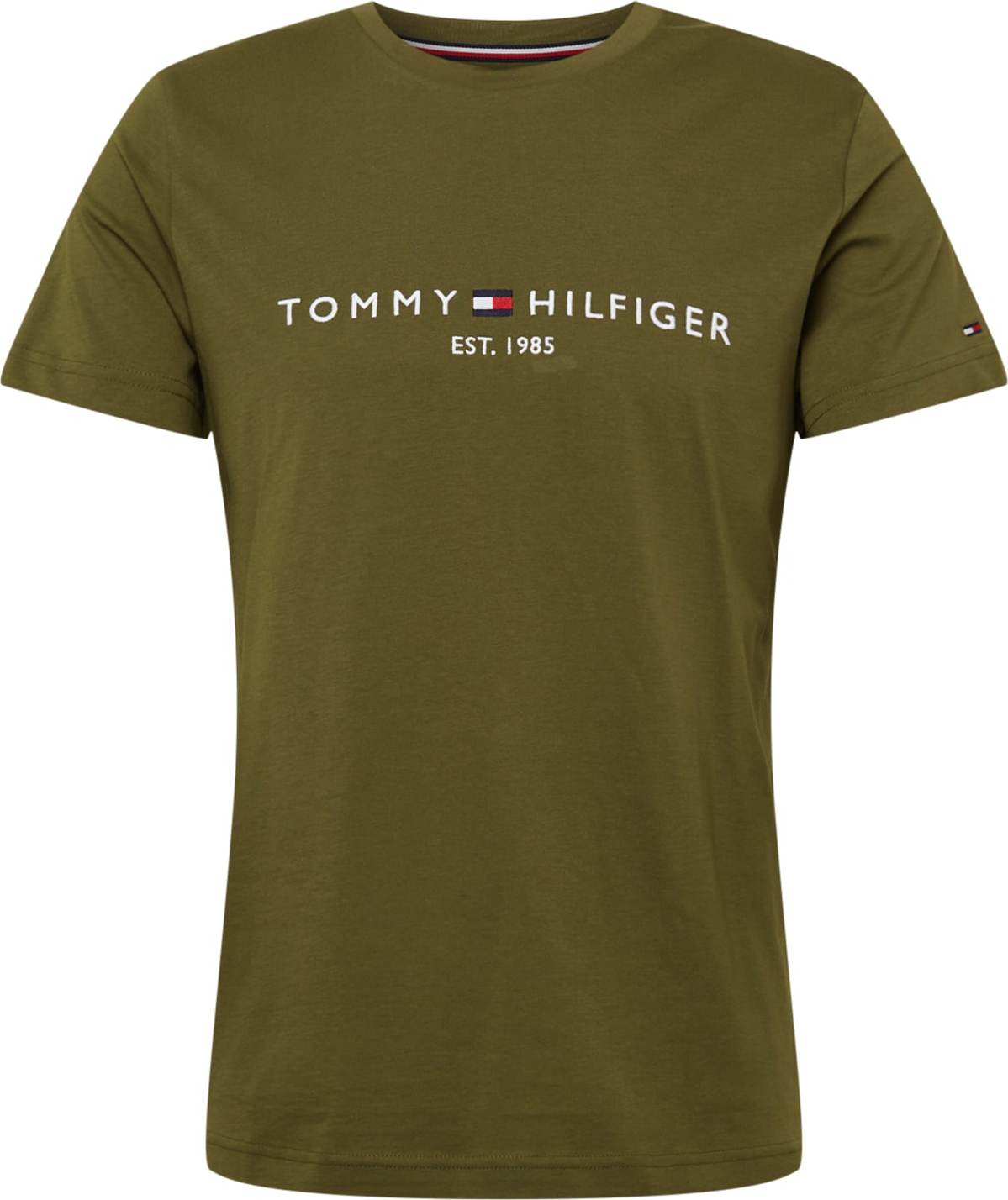 TOMMY HILFIGER Tričko tmavě modrá / olivová / červená / bílá