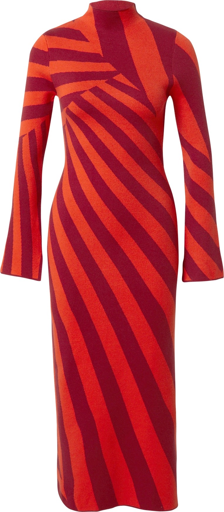 Warehouse Úpletové šaty oranžová / krvavě červená
