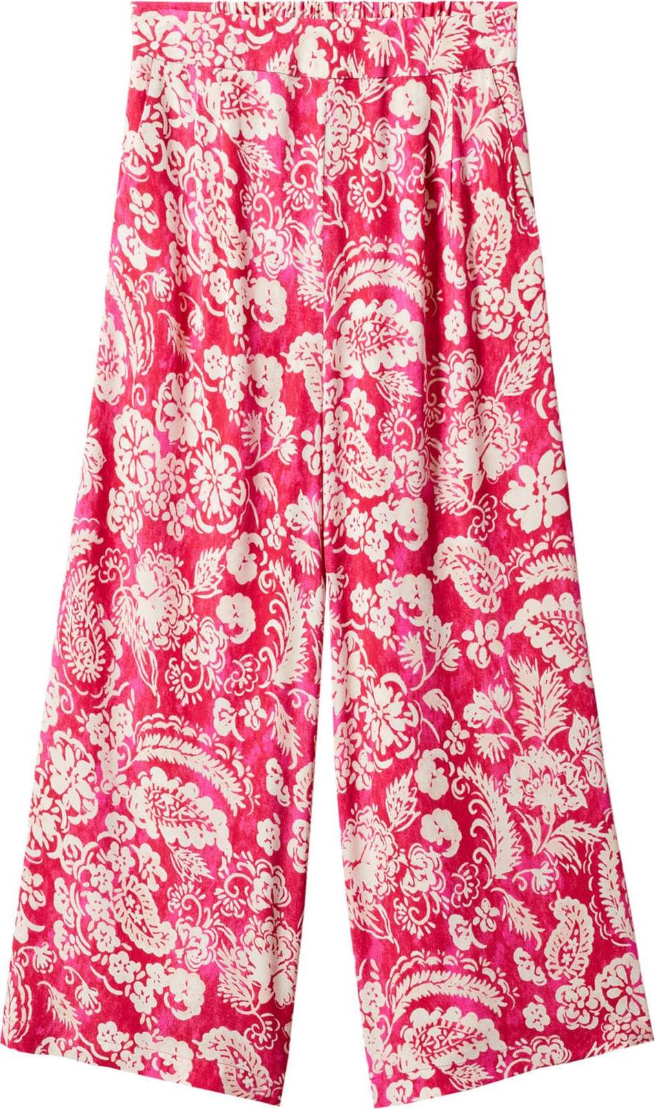 Kalhoty se sklady v pase 'LIFE' Mango pitaya / světle růžová / bílá