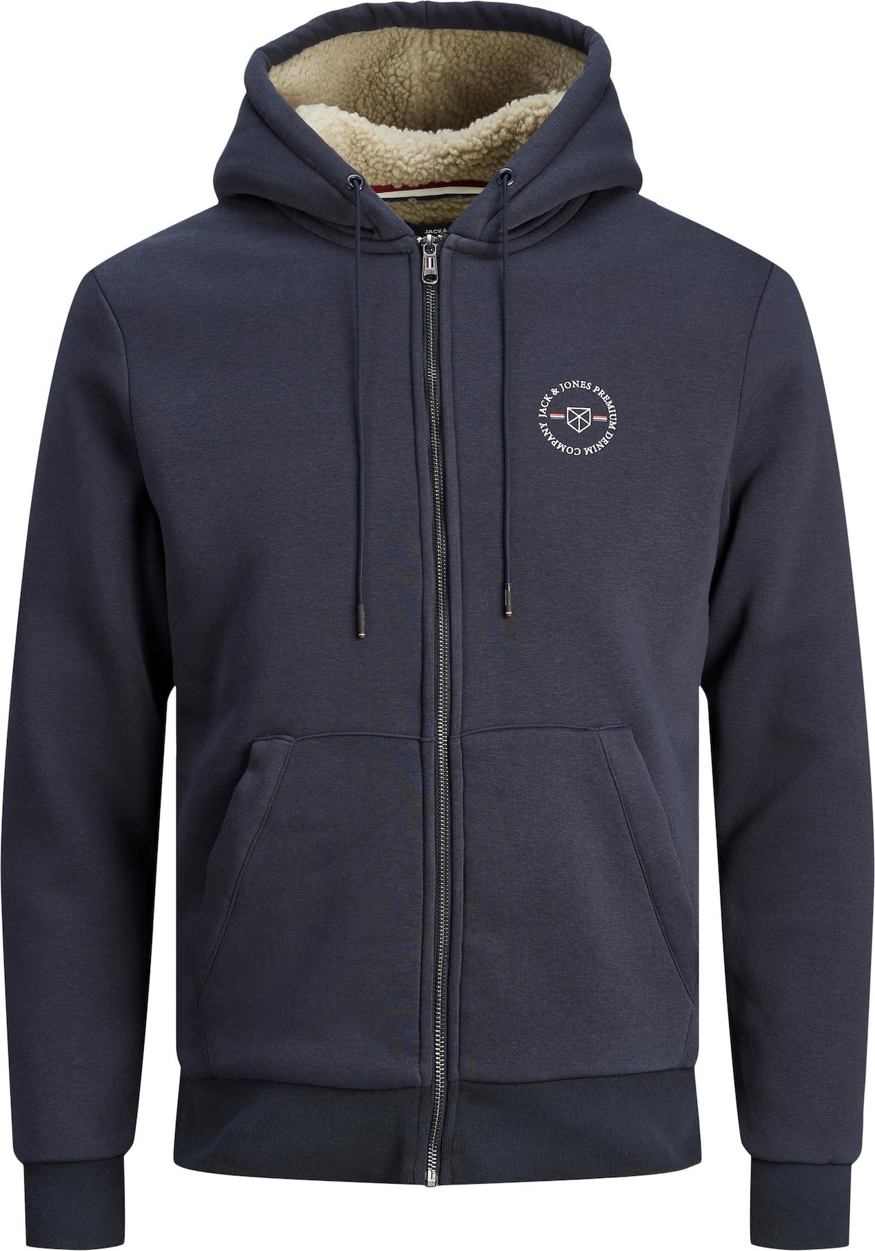 Mikina 'Blush Shield' jack & jones tmavě modrá / bílá