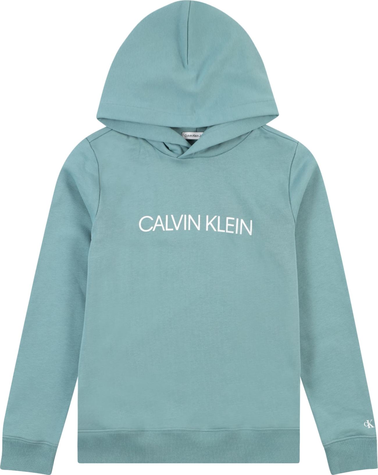 Mikina Calvin Klein Jeans tyrkysová / bílá