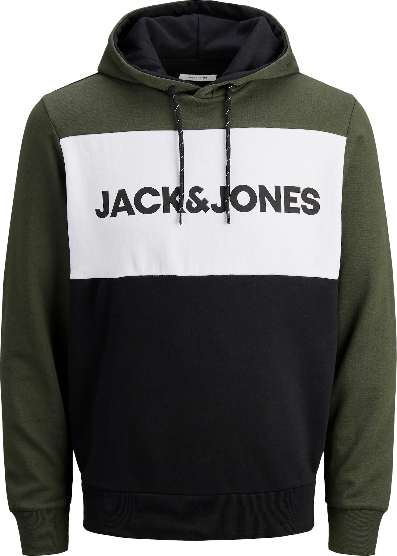 Mikina jack & jones olivová / černá / bílá