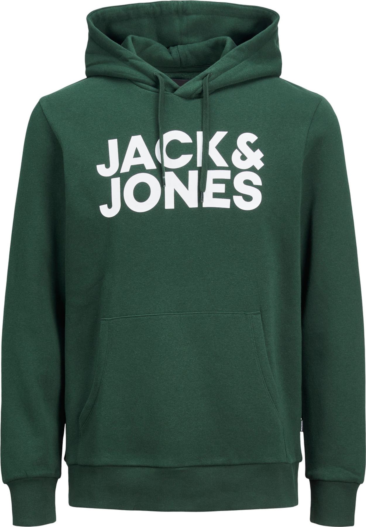 Mikina jack & jones tmavě zelená / bílá