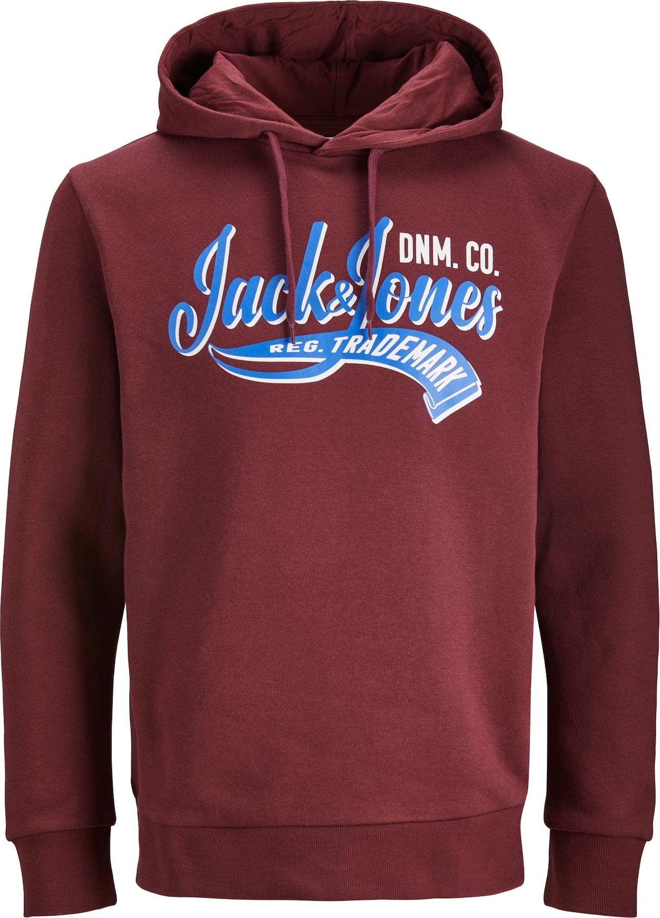 Mikina jack & jones azurová / vínově červená / bílá