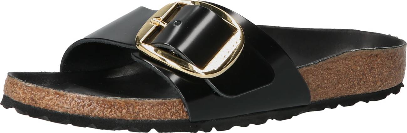 Pantofle 'Madrid Big Buckle' Birkenstock zlatá / černá