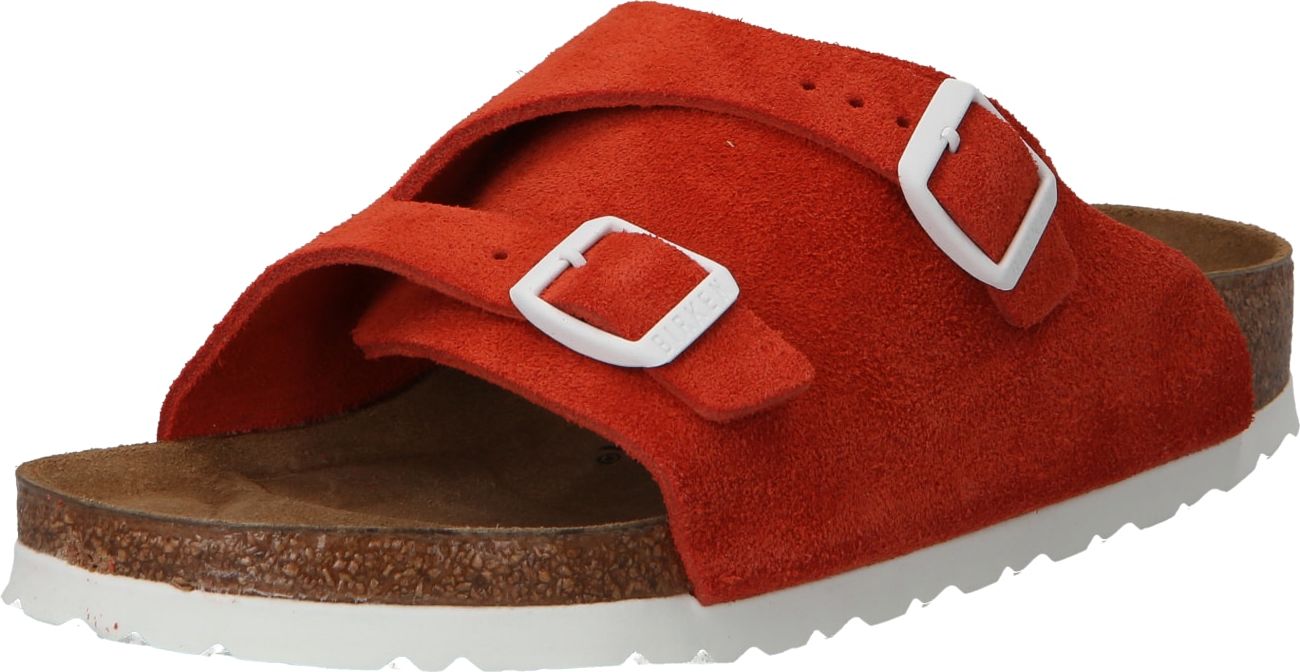 Pantofle 'Zürich' Birkenstock červená / bílá