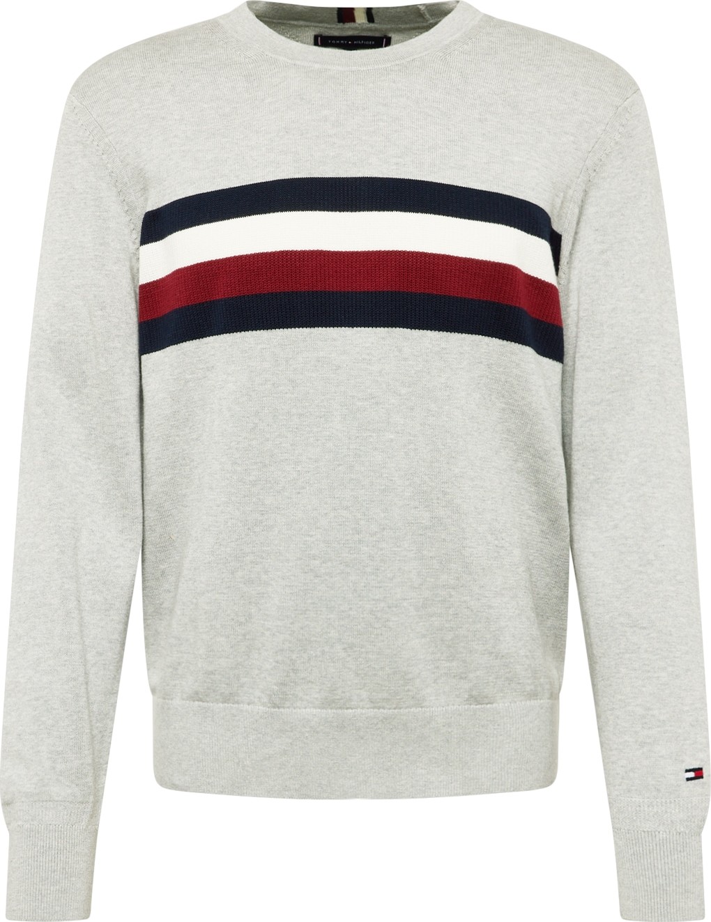 Svetr Tommy Hilfiger marine modrá / světle šedá / tmavě červená / bílá