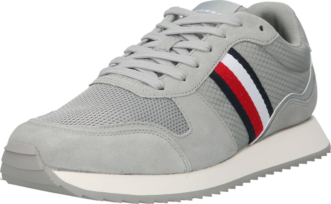 Tenisky Tommy Hilfiger stříbrně šedá / červená / černá / bílá