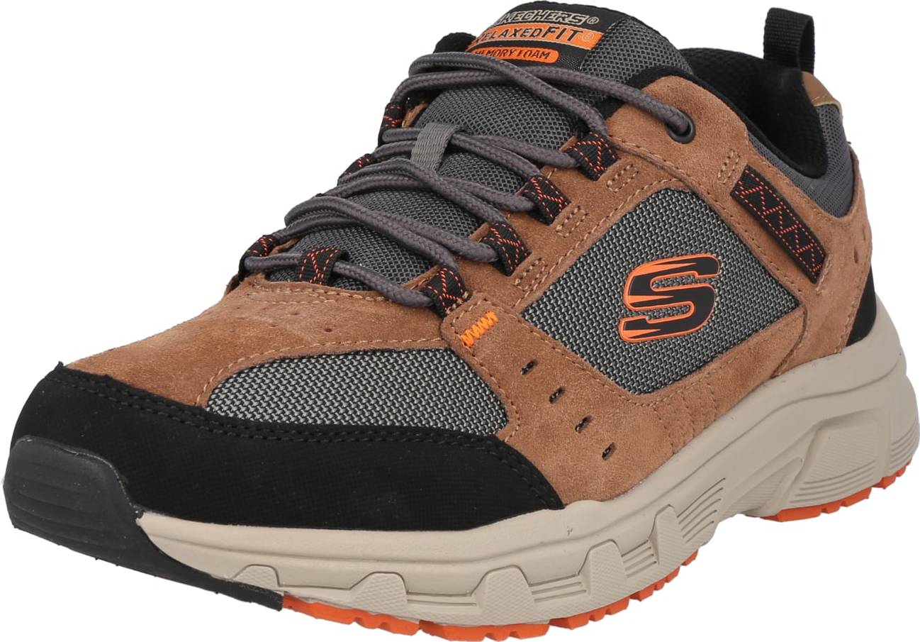 Tenisky 'Oak Canyon' Skechers světle hnědá / stříbrně šedá / jasně oranžová / černá