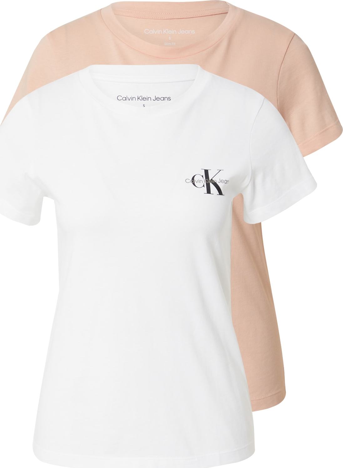 Tričko Calvin Klein Jeans pastelově růžová / černá / offwhite