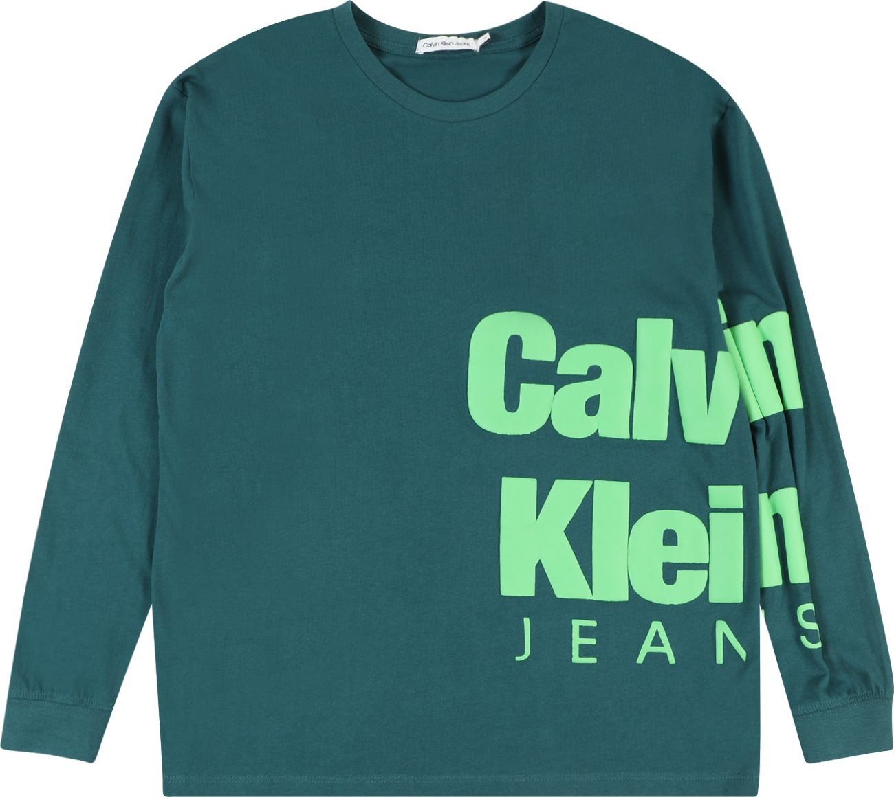 Tričko Calvin Klein Jeans pastelová modrá / světle zelená