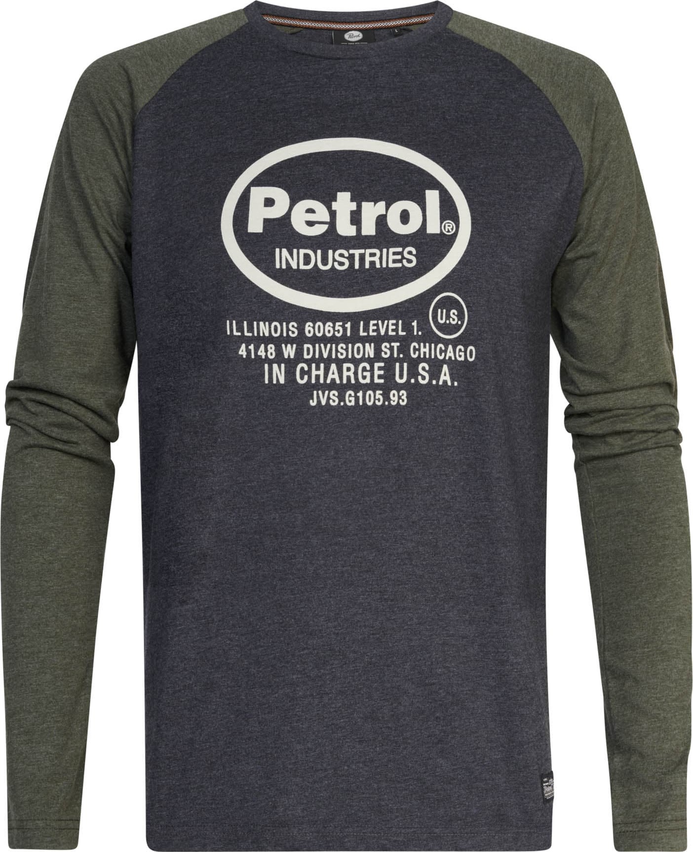 Tričko Petrol Industries khaki / černý melír / bílá