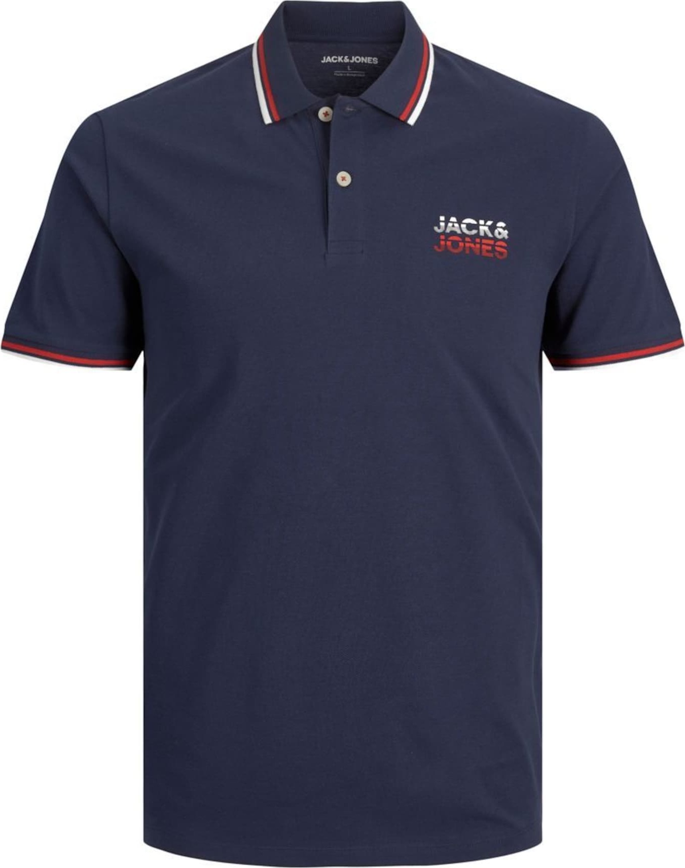 Tričko Jack & Jones Plus modrá / krvavě červená / bílá