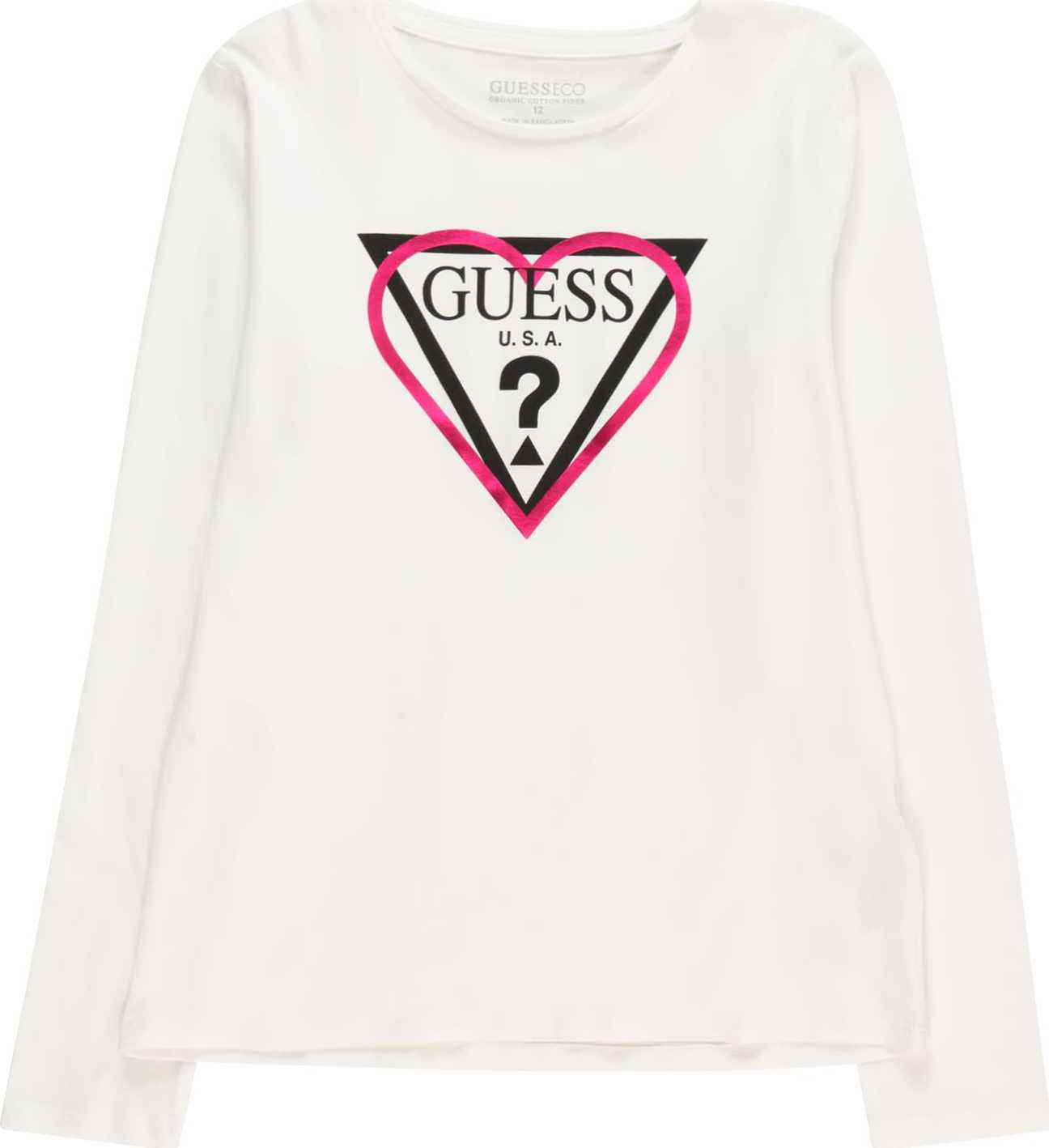 Tričko Guess pink / černá / bílá