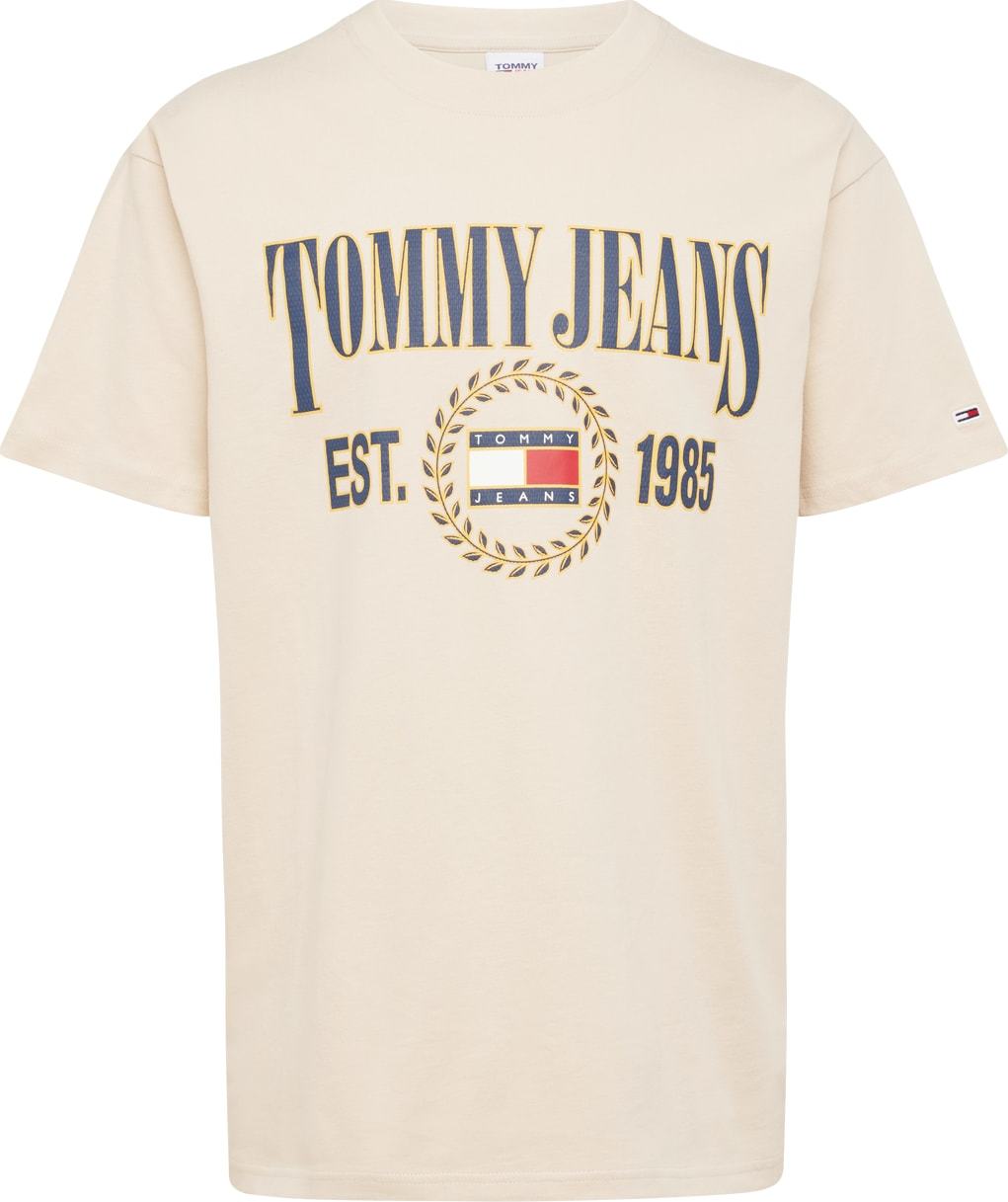 Tričko Tommy Jeans krémová / námořnická modř / červená / bílá