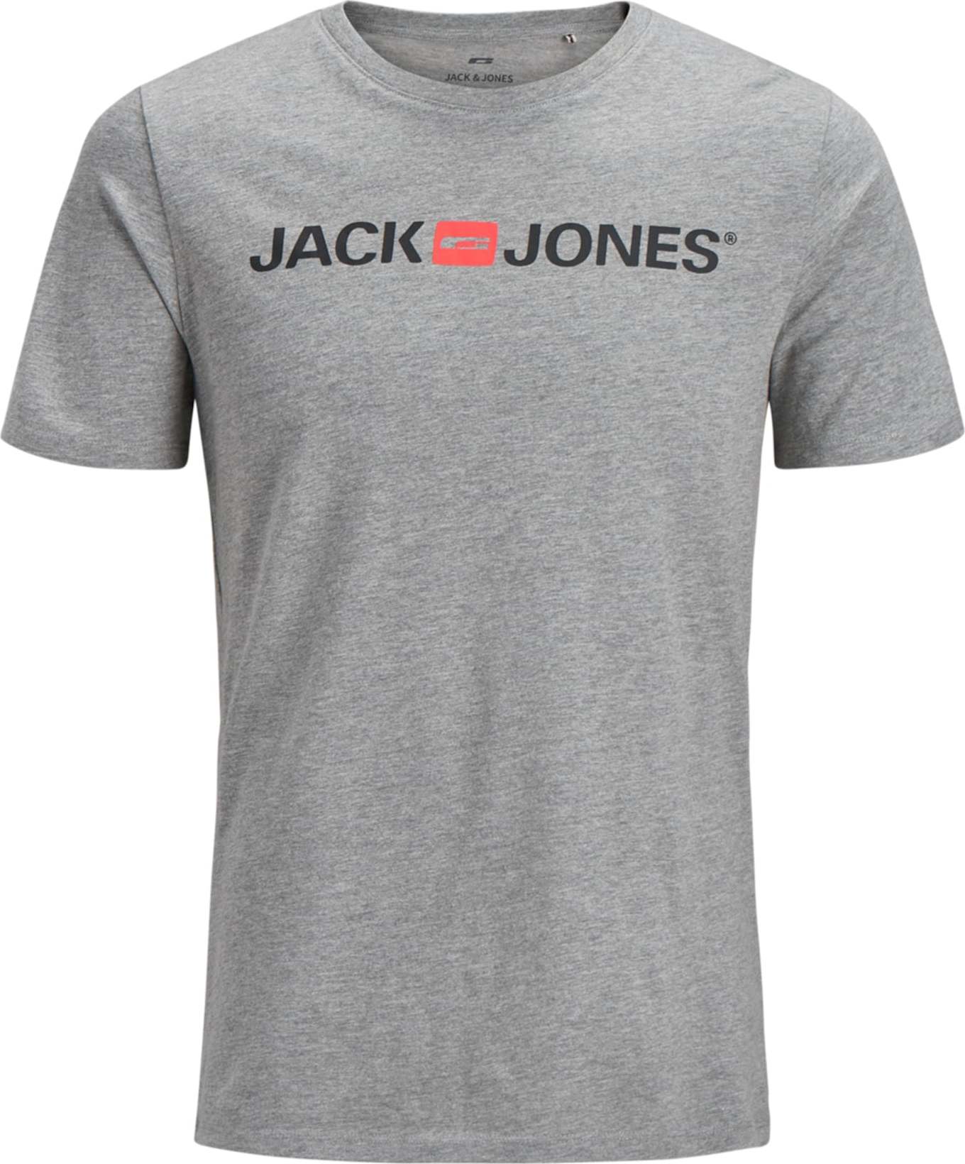 Tričko jack & jones šedý melír / pastelově červená / černá