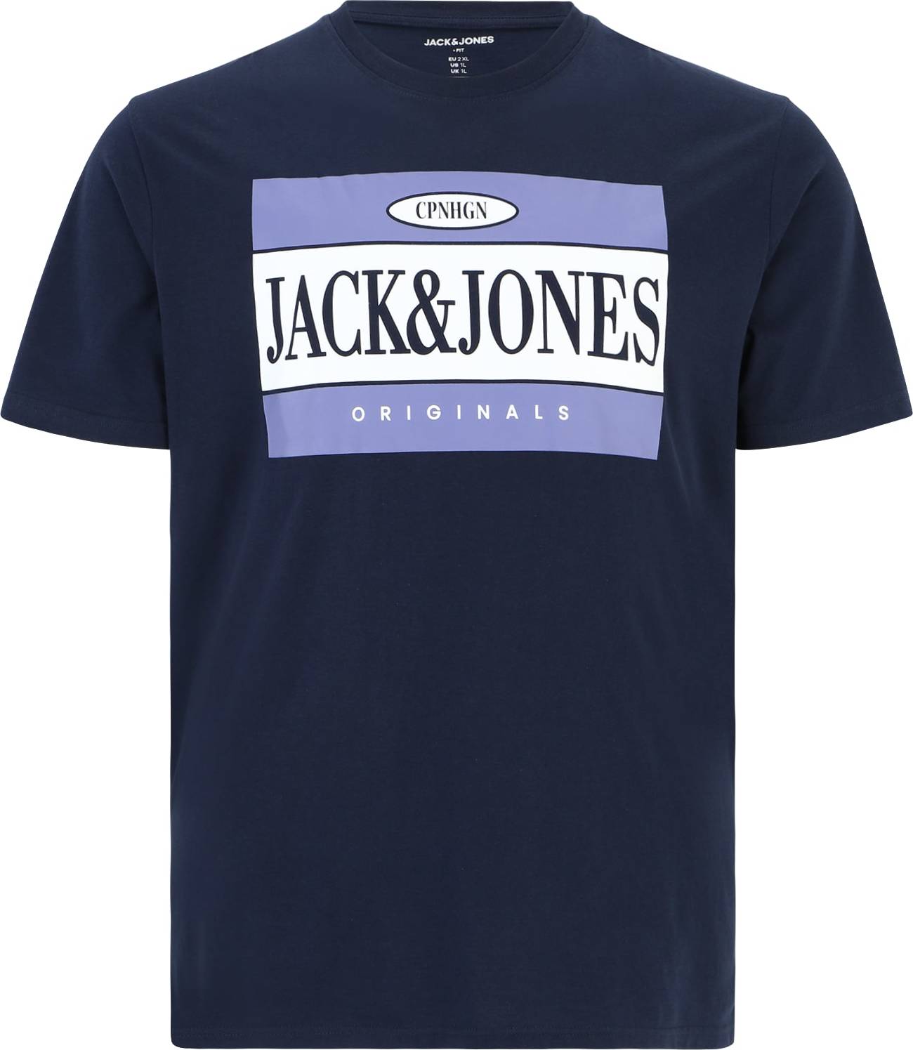 Tričko 'ARTHUR' Jack & Jones Plus námořnická modř / lenvandulová / bílá