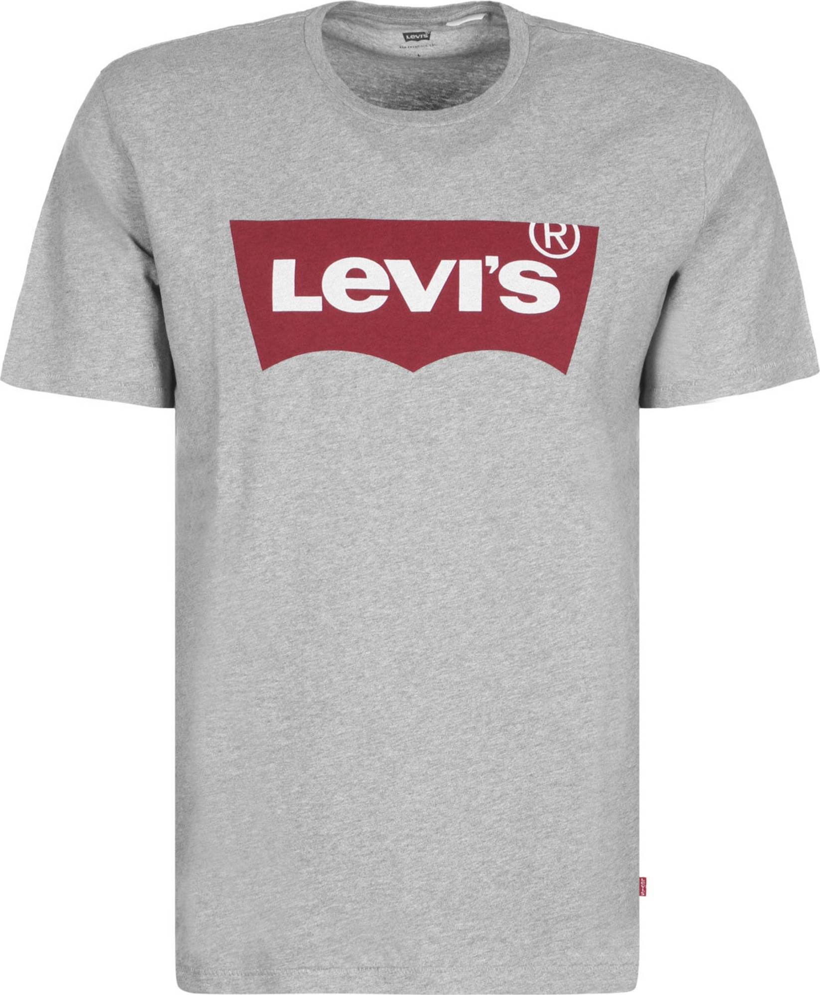 Tričko 'GRAPHIC SET-IN NECK GREYS' Levis šedý melír / červená třešeň / bílá
