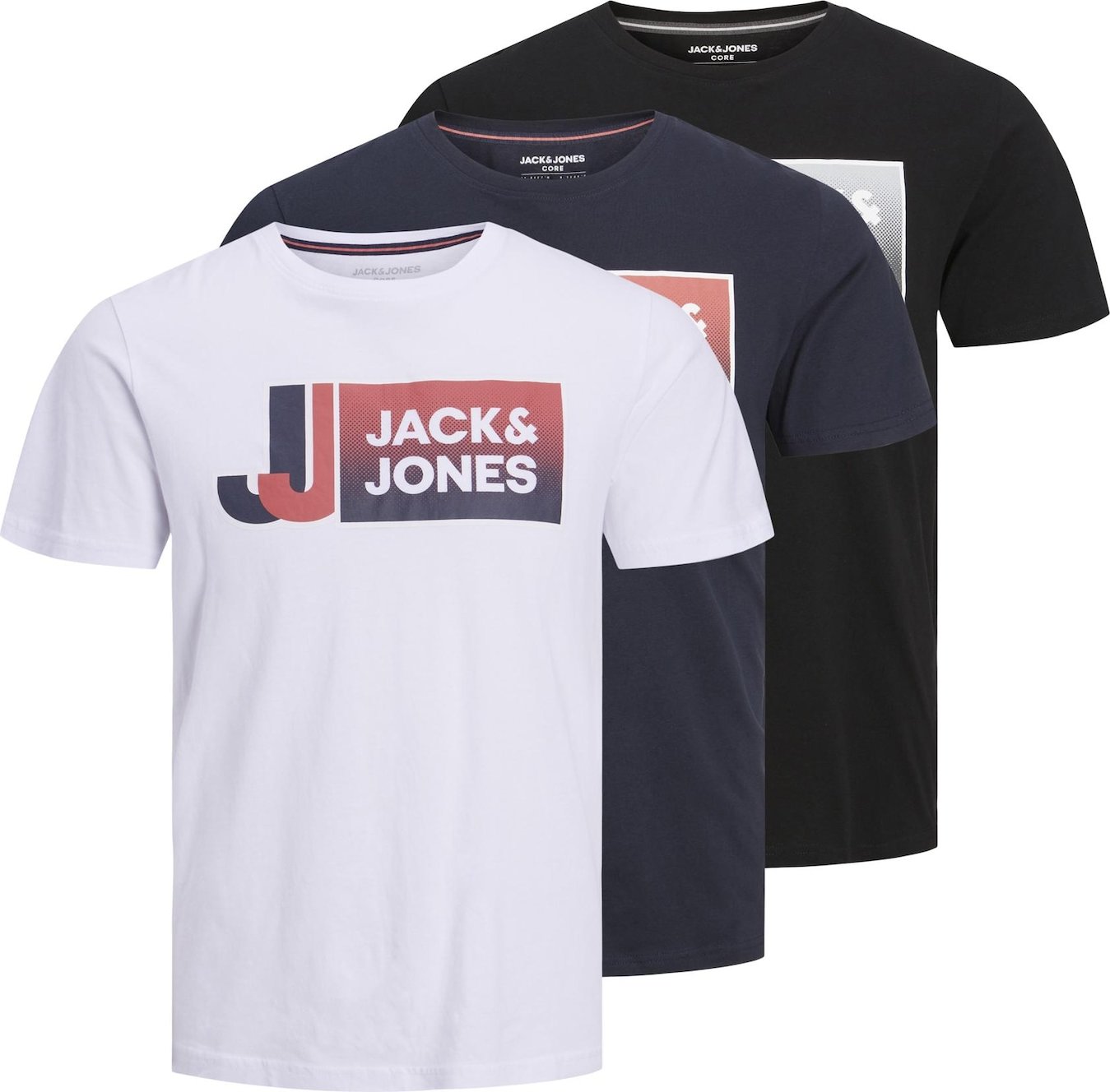 Tričko 'LOGAN' jack & jones námořnická modř / hnědá / rezavě hnědá / šedá / černá / bílá